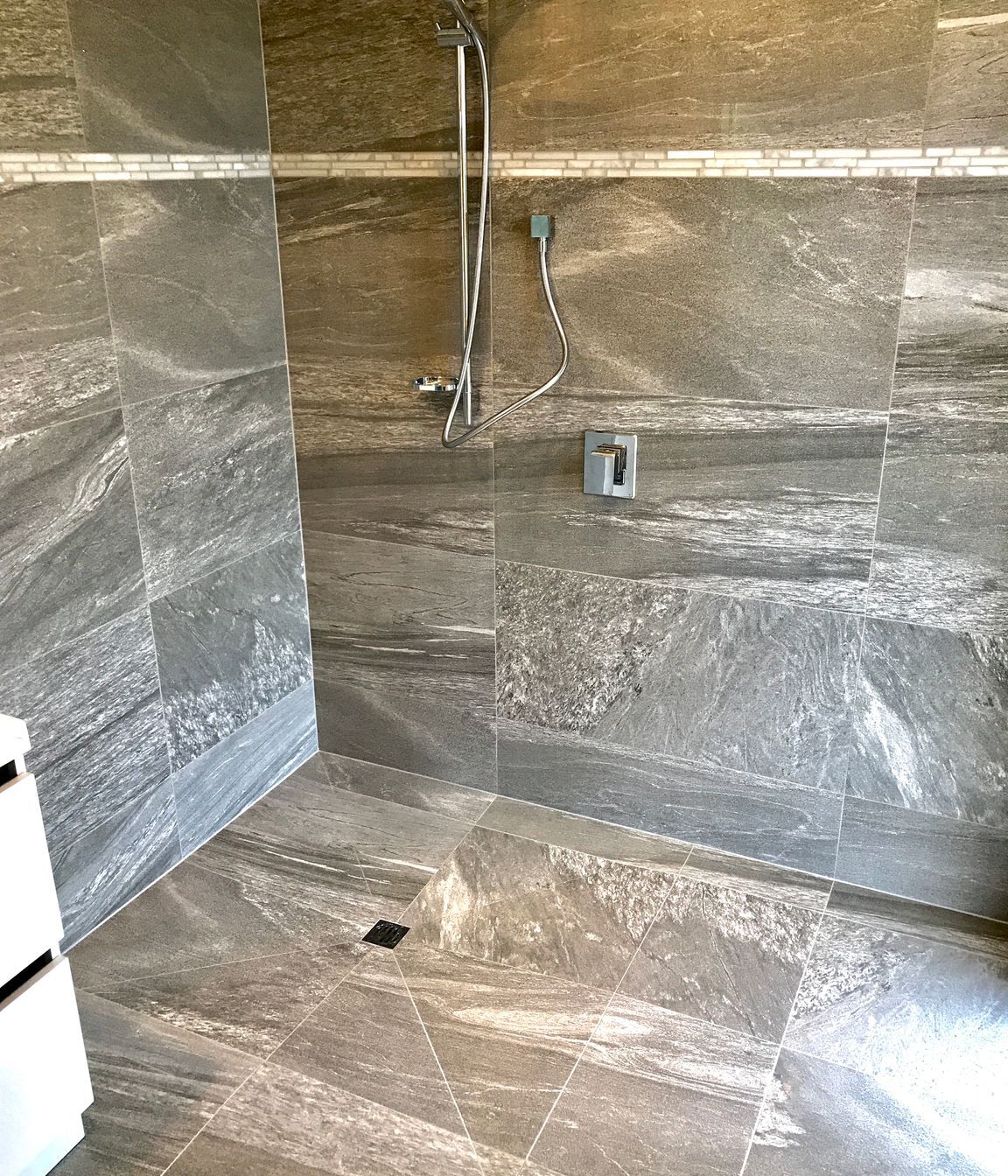 Tiled shower floor &amp; walls