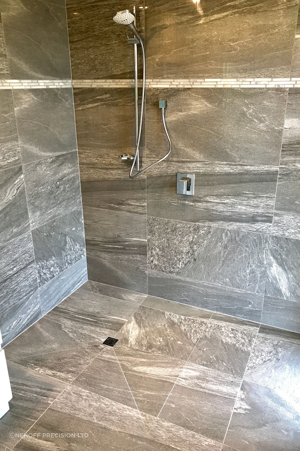 Tiled shower floor &amp; walls