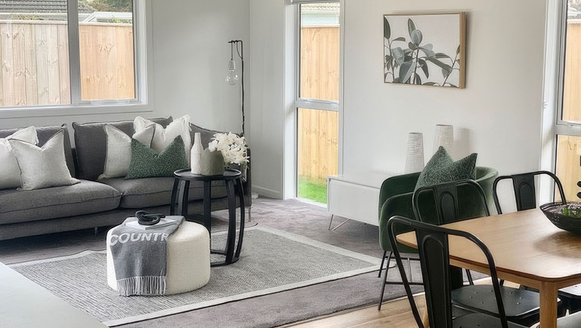 Modern living and dining room interior