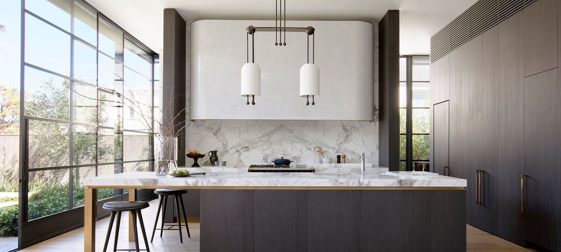 Fairweather Residence - Kitchen featuring Joseph Giles Ashworth Door Pulls in Mid Antique Brass Waxed from The English Tapware Company