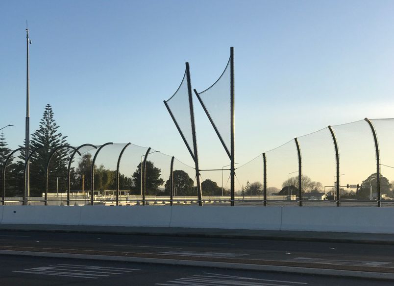 Kirkbride Road / SH20A intersection over bridge  - anti-throw mesh screens
