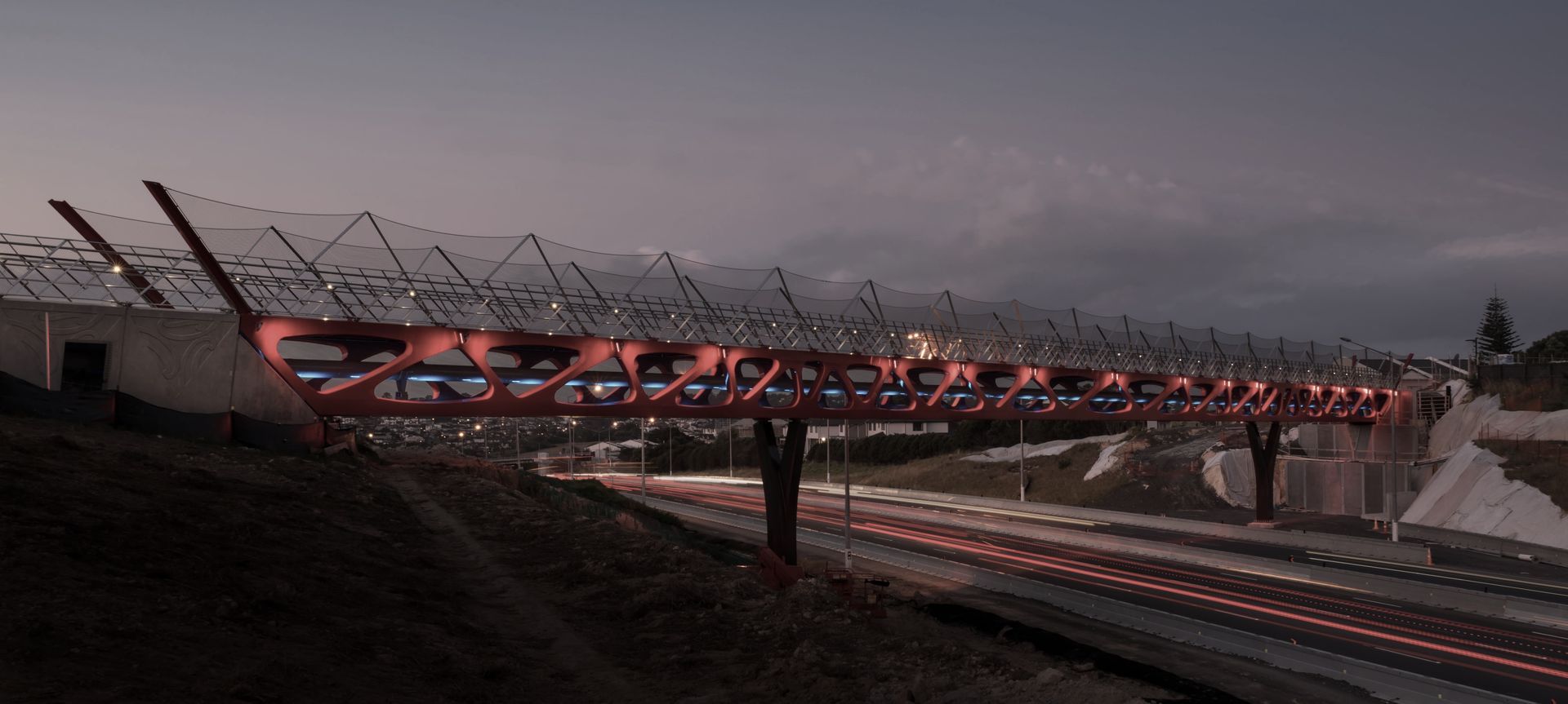 Tirohanga Whānui Bridge - anti-throw and fall protection mesh screens banner