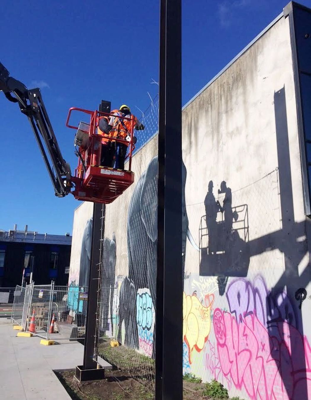 South Frame laneway catenary lighting and mesh-infilled walls - Christchurch CBD
