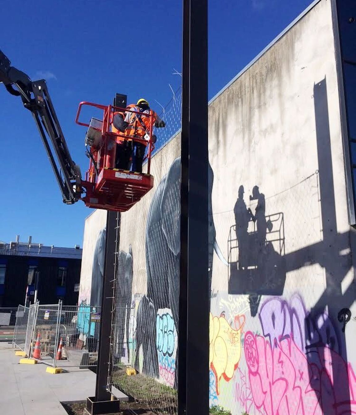South Frame laneway catenary lighting and mesh-infilled walls - Christchurch CBD
