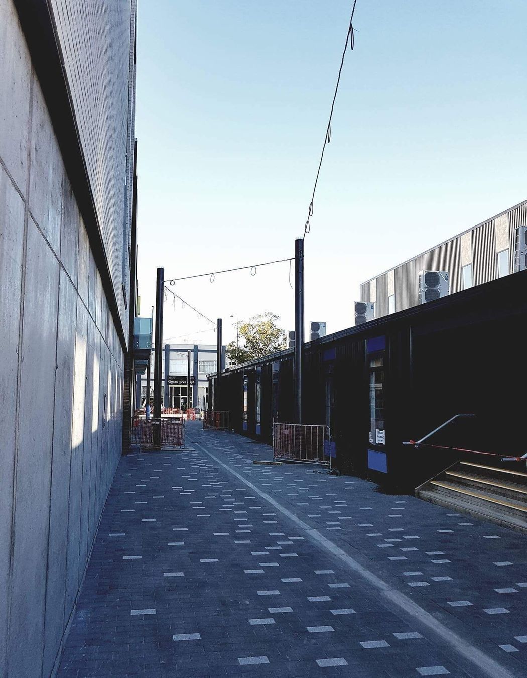 South Frame wire catenary lighting and mesh-infilled walls - Christchurch CBD