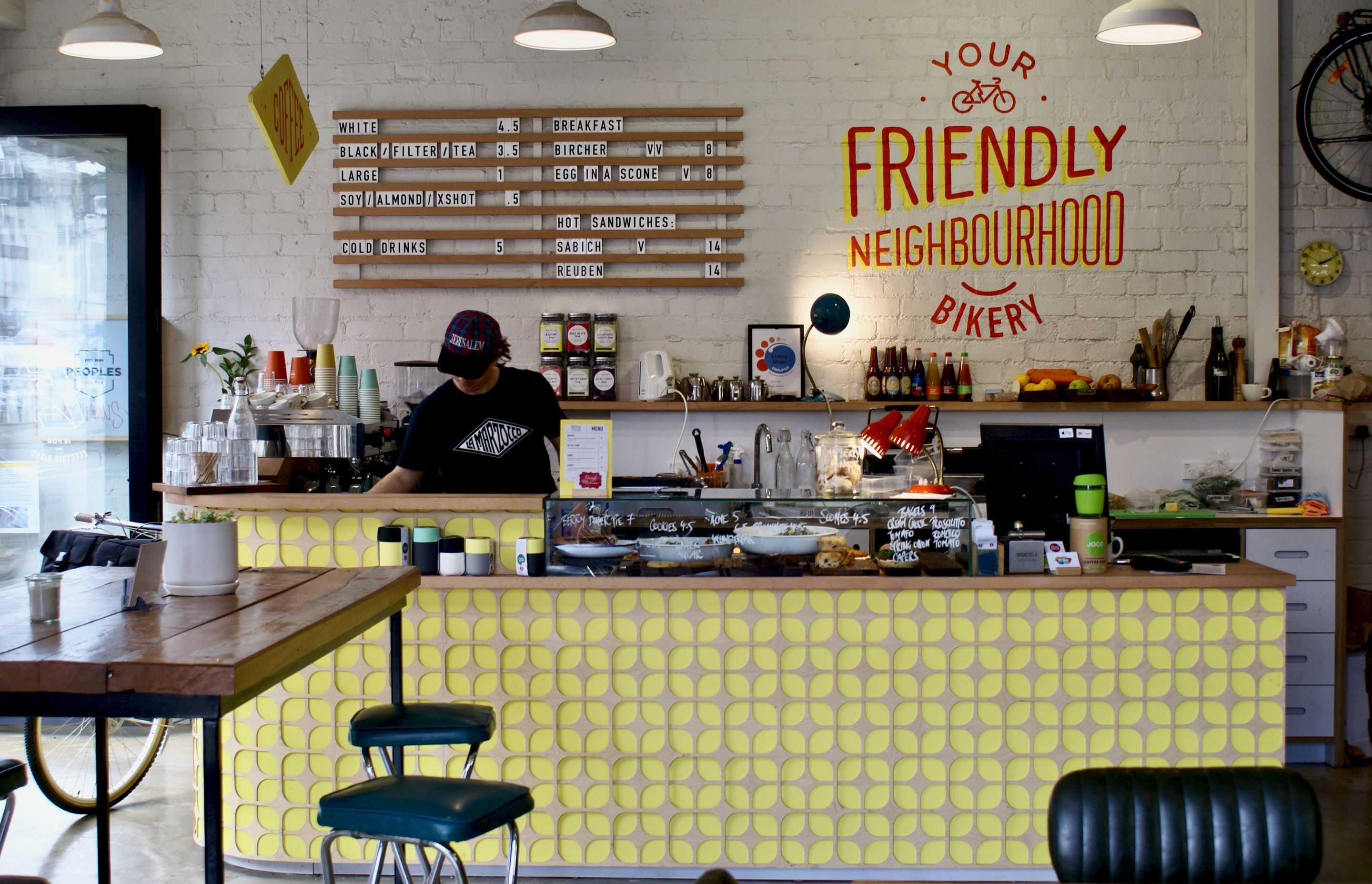 Bicycle Junction - Cafe Interior Design, Slotted Menu Board