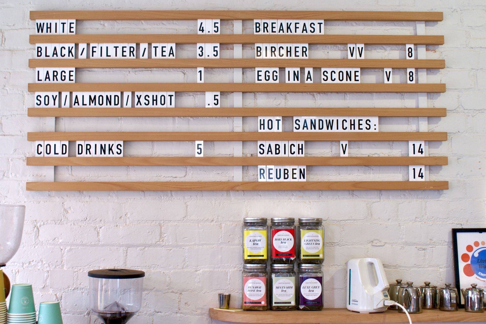 Bicycle Junction - Cafe Interior Design, Slotted Menu Board