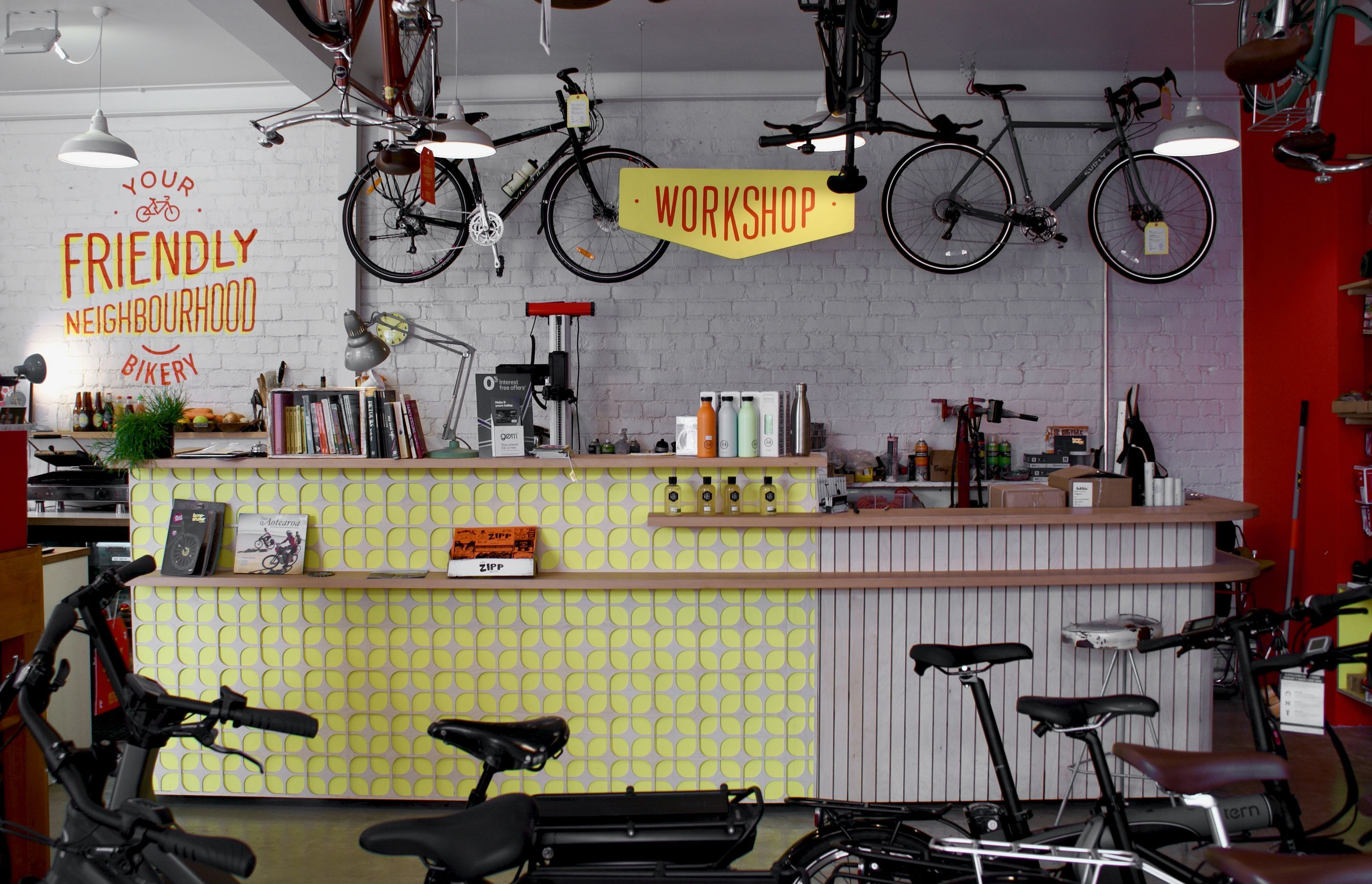 Bicycle Junction - Cafe Interior Design, Slotted Menu Board