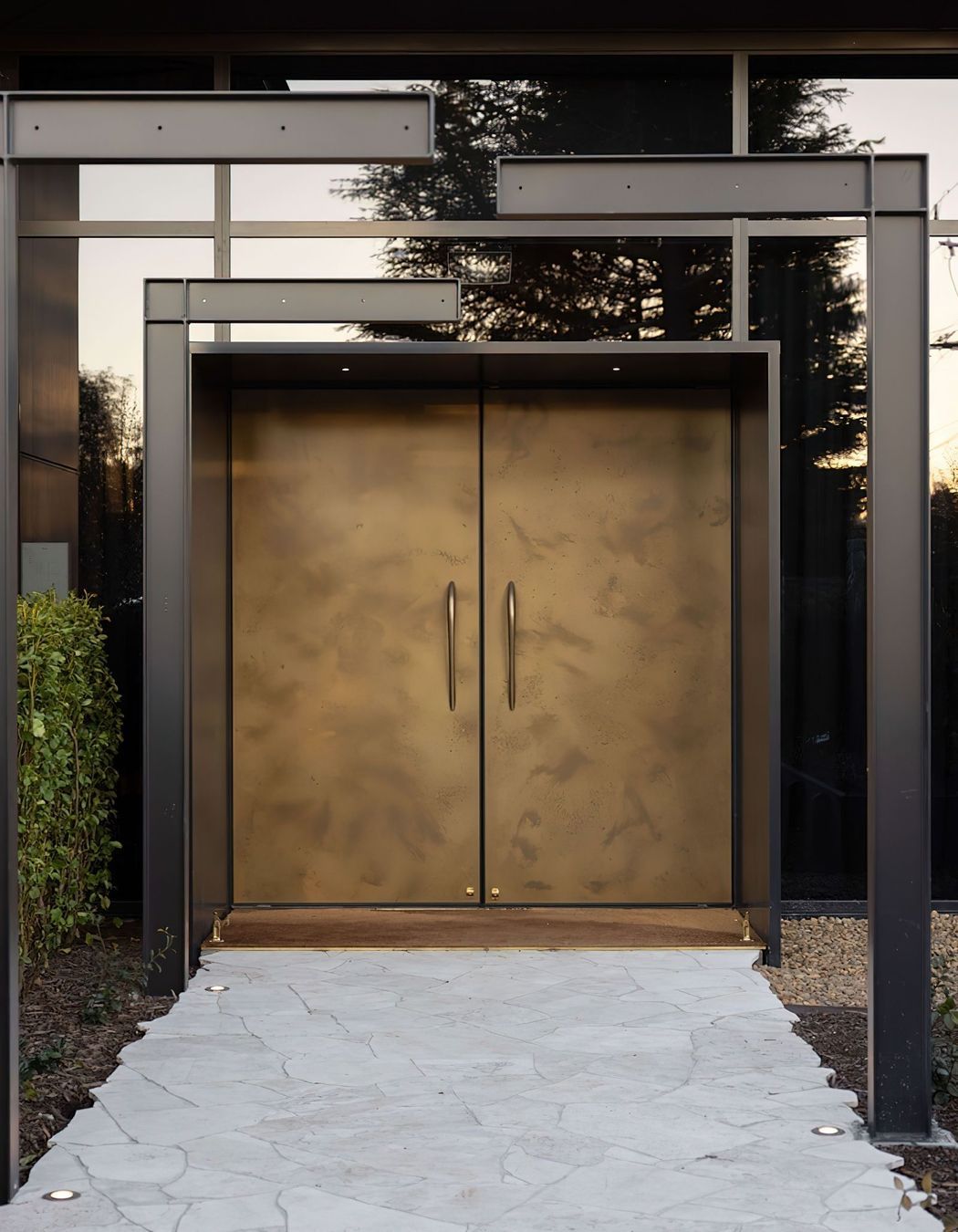 LICENSED-PHOTOS-FOR-PARKWOOD-USE-ONLY-TH-FL-50mm-Matt-Storm-Blue-on-inside-Matt-FlaxPod-Capping-Metalier-Brass-Water-Aged-Satin-Finish-to-the-outside-2.jpeg