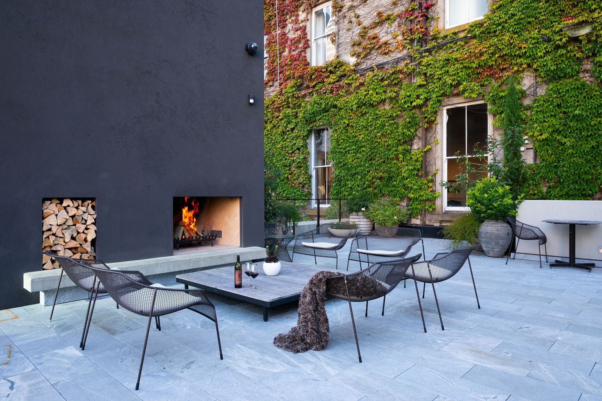Warmington Traditional 1200 Outdoor Fire with herringbone brick pattern