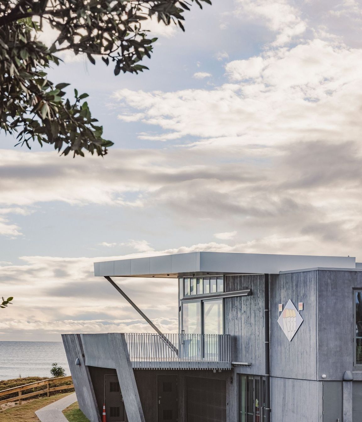 Rusticated concrete tilt panels were used for the exterior, offering a distinct aesthetic.