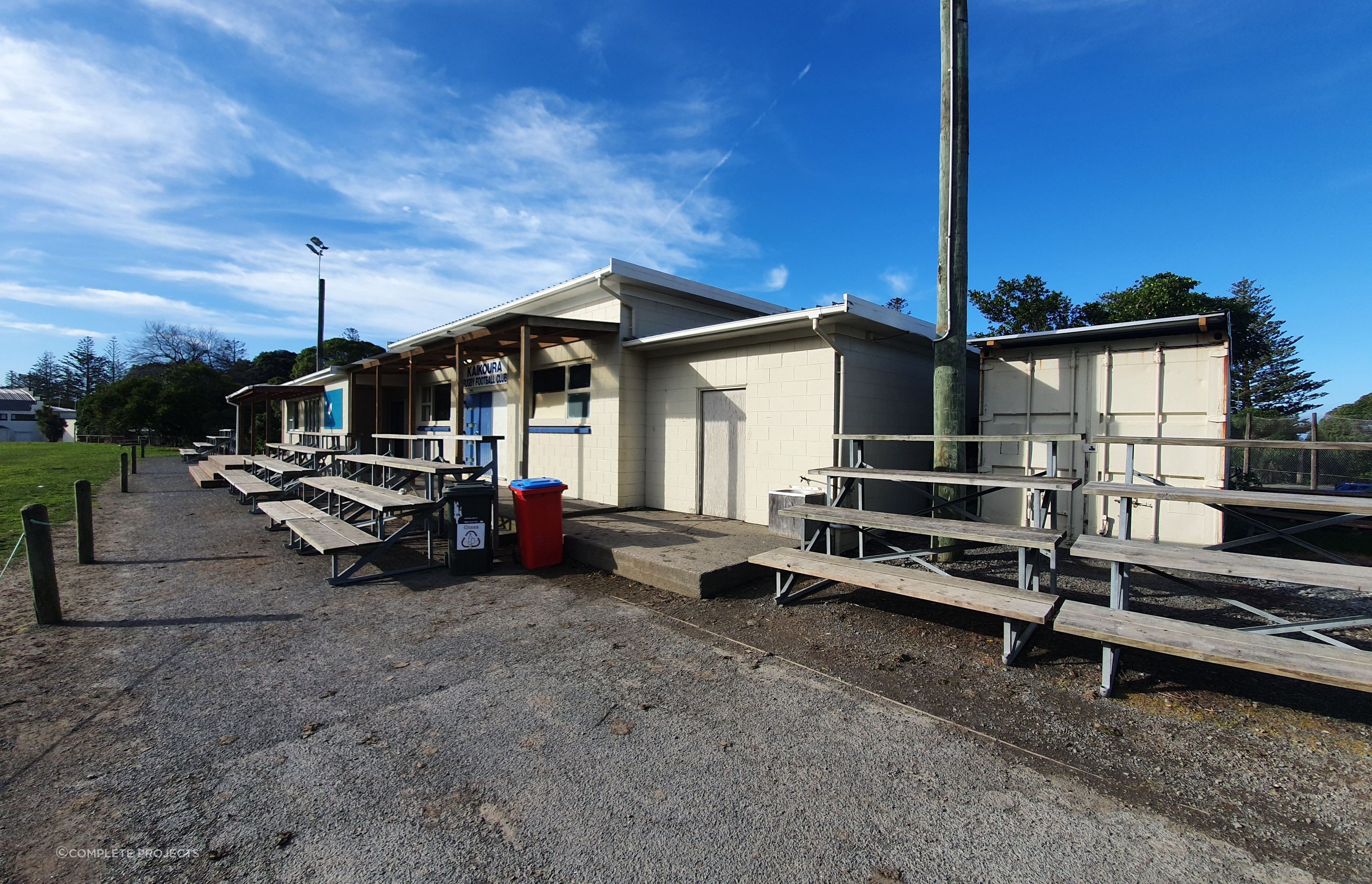 The old clubrooms which were damaged in the 2016 Kaikōura earthquake