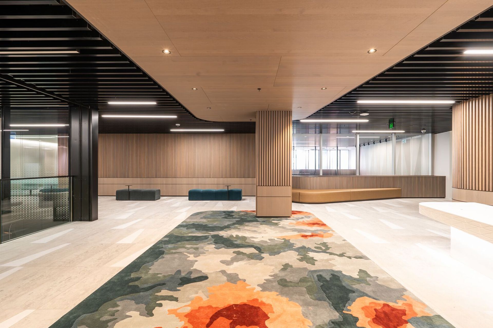 Gloss black powder coating contrasts and compliments the woodgrain finishes