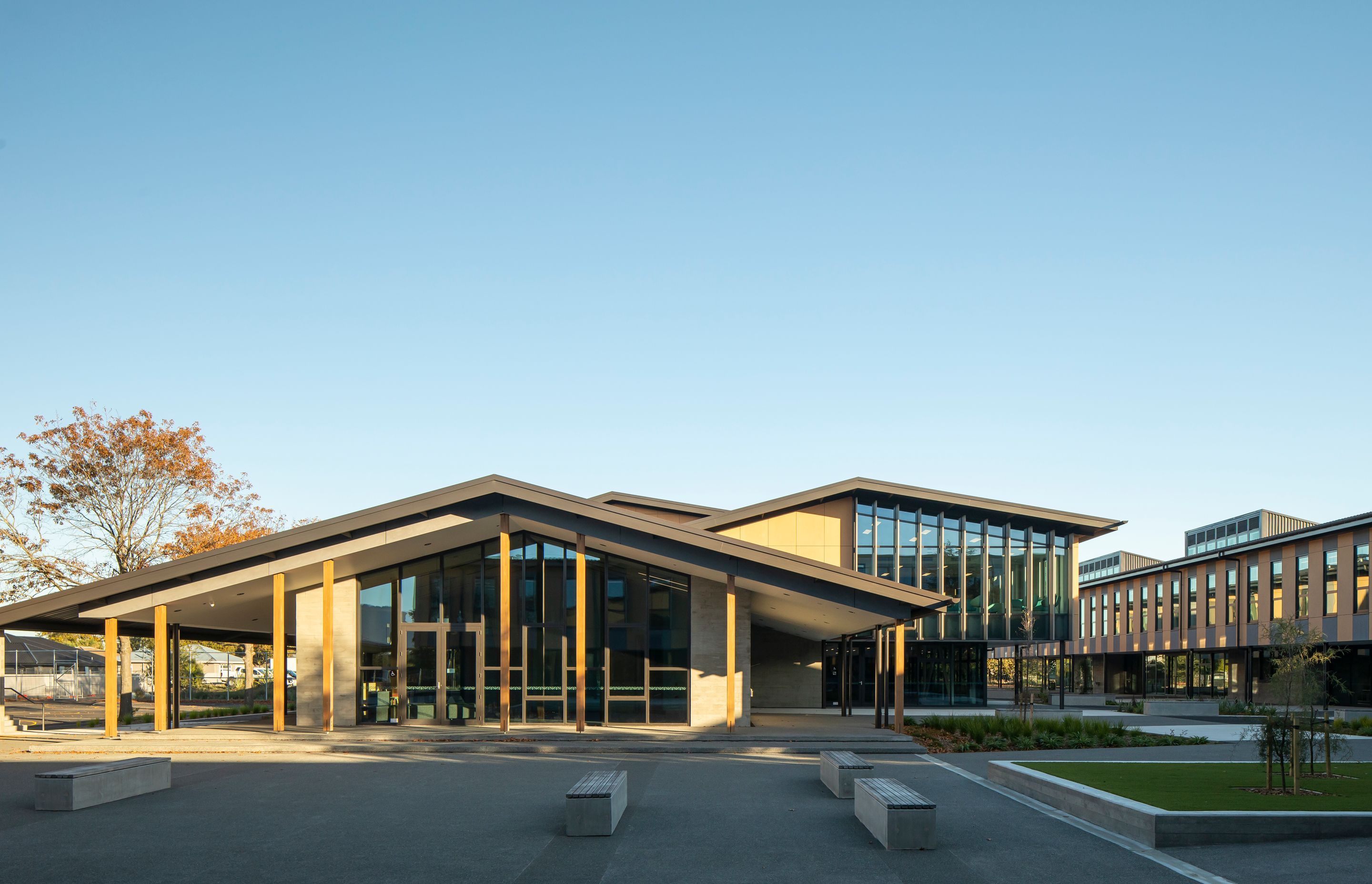 The whare is anchored at the centre of the school.