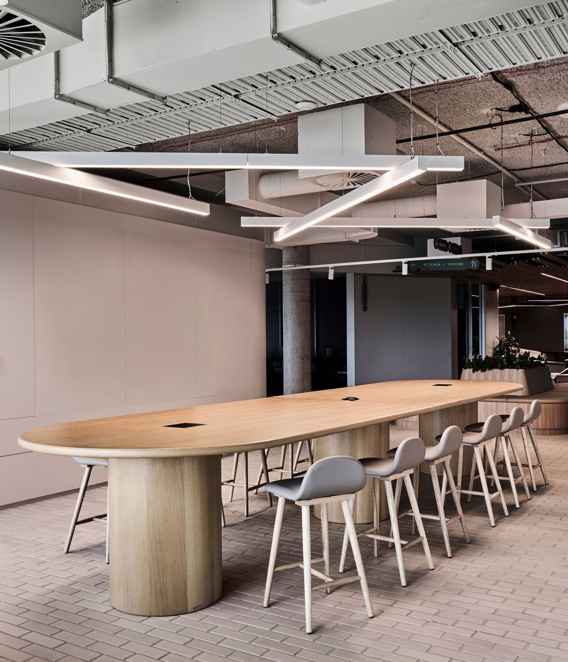 Aluminium brick tile paving in the breakout space