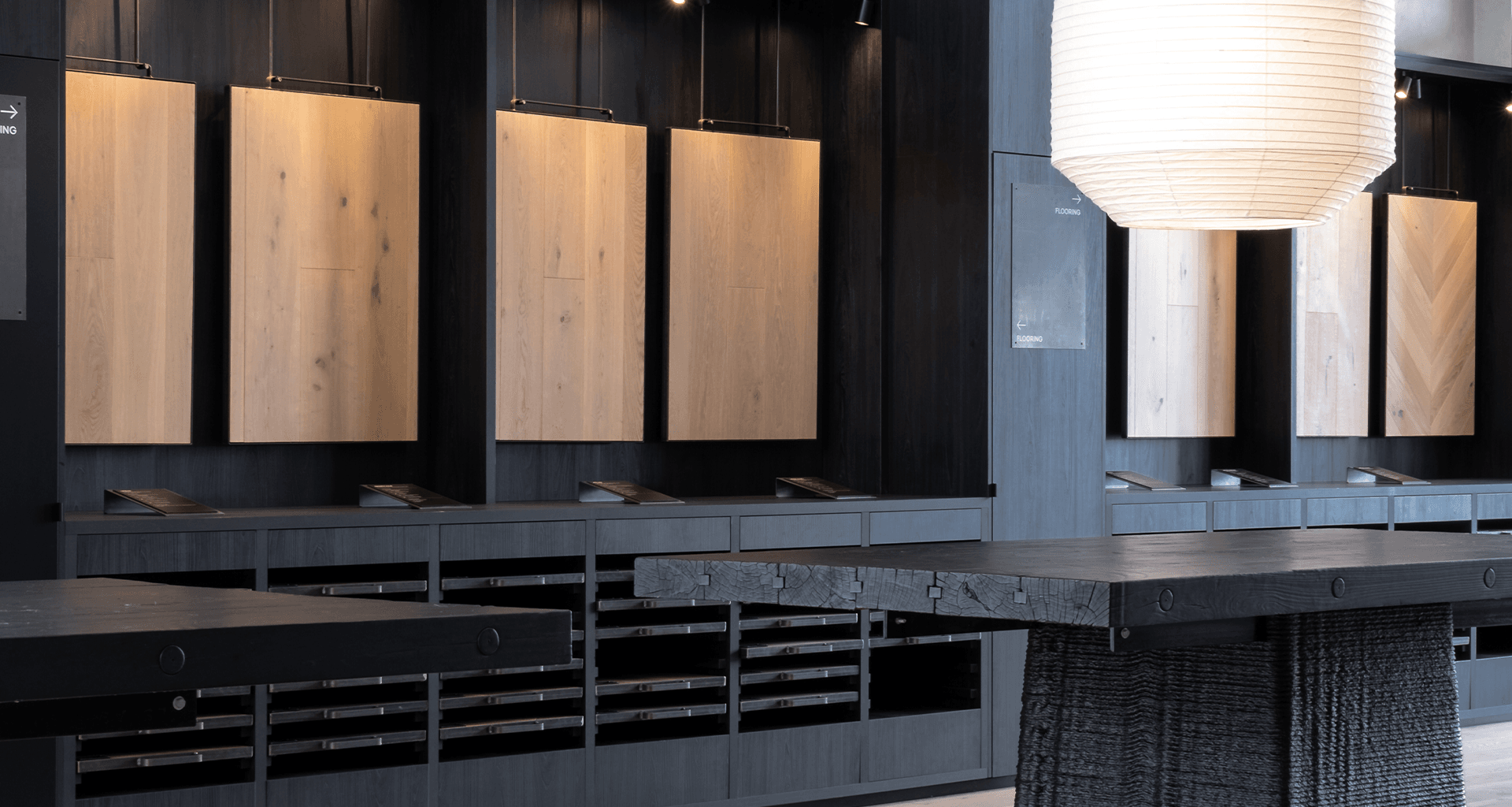 Woodgrain HPL in Forte's showroom banner