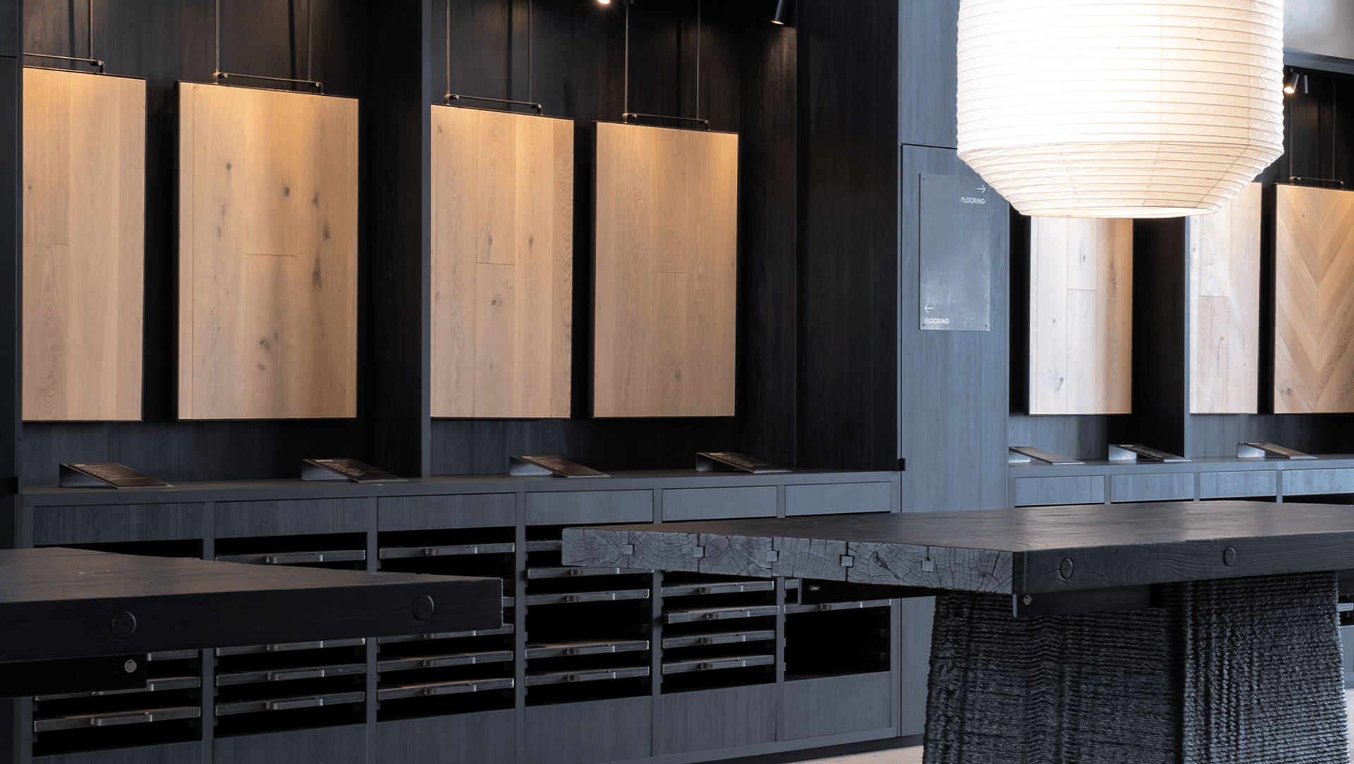 Woodgrain HPL in Forte's showroom banner