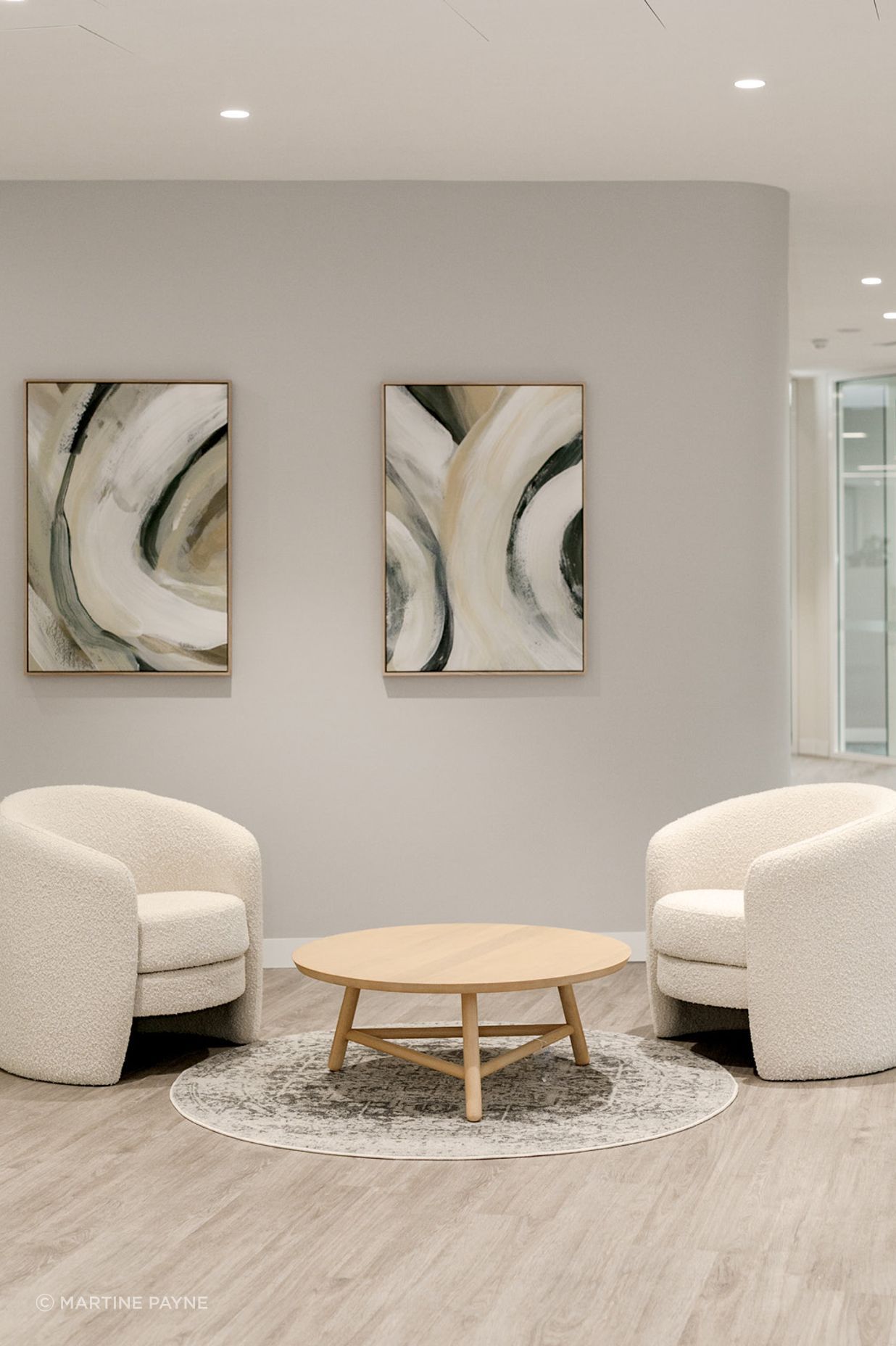 Pictured here: Kennedy Tenner Occasional Chair and Linea Tri Base Coffee Table