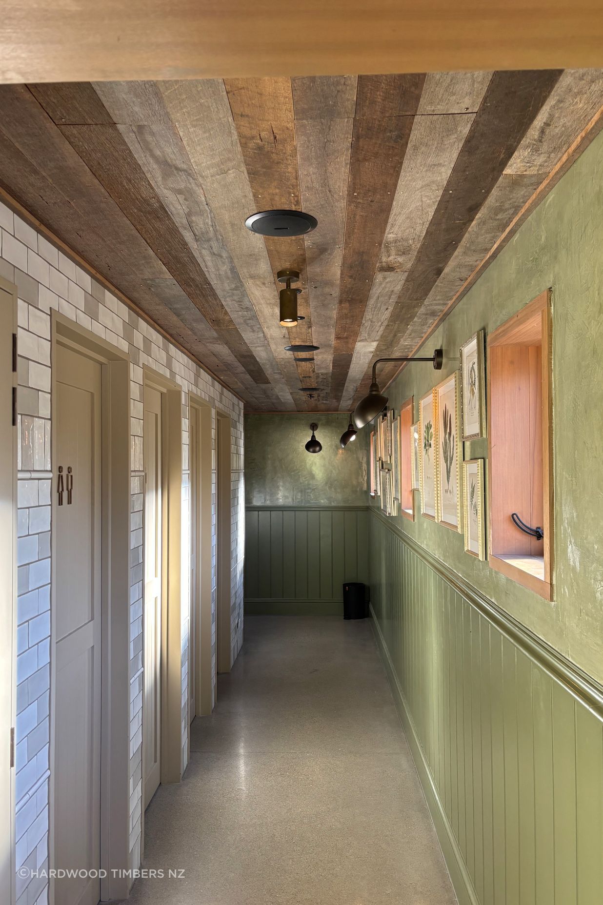 Reclaimed hardwood interior lining, The Bakehouse, Ayrburn