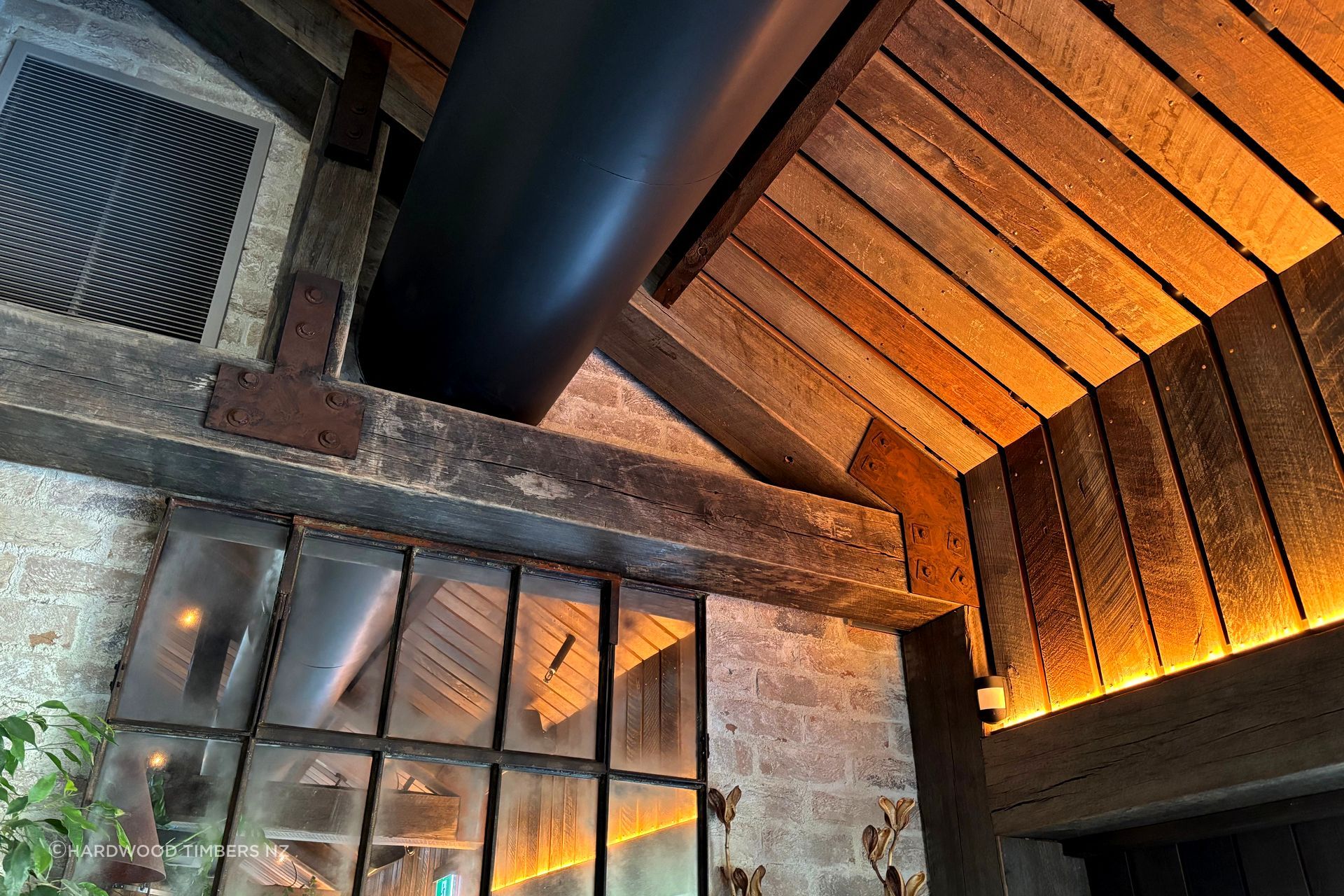 Reclaimed hardwood posts & beams and interior lining, The Bakehouse, Auyrburn