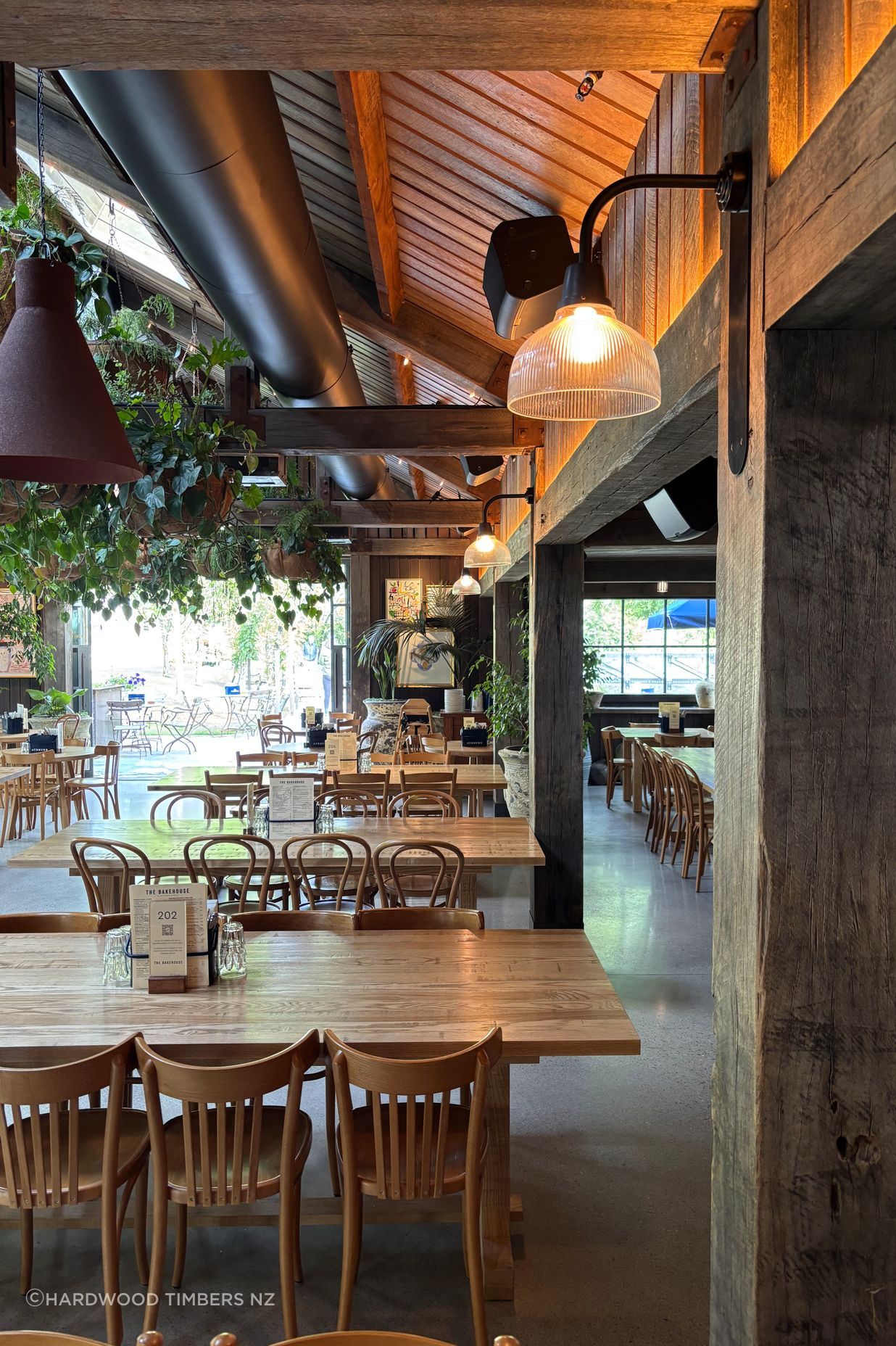 Reclaimed hardwood beams and posts, The Bakehouse, Ayrburn