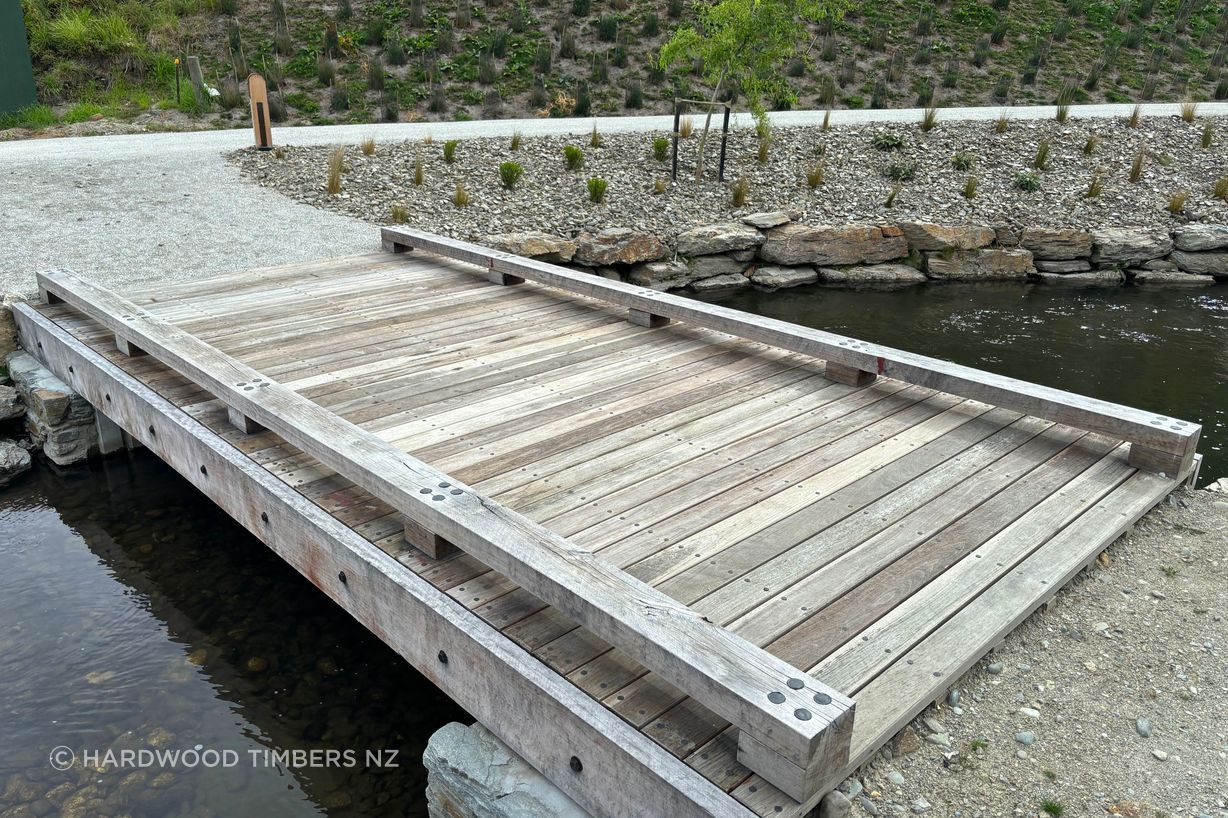 Reclaimed hardwood bridge, Ayrburn Precinct