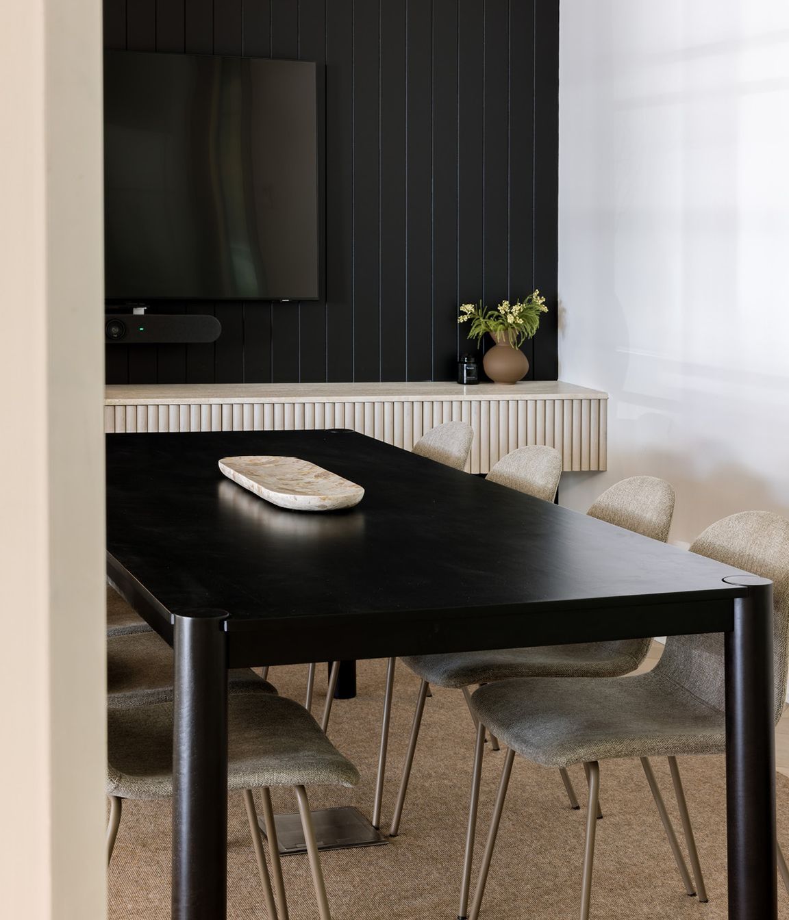 Pictured here: Linea Oslo Dining Table and Smith Straight Leg Dining Chair
