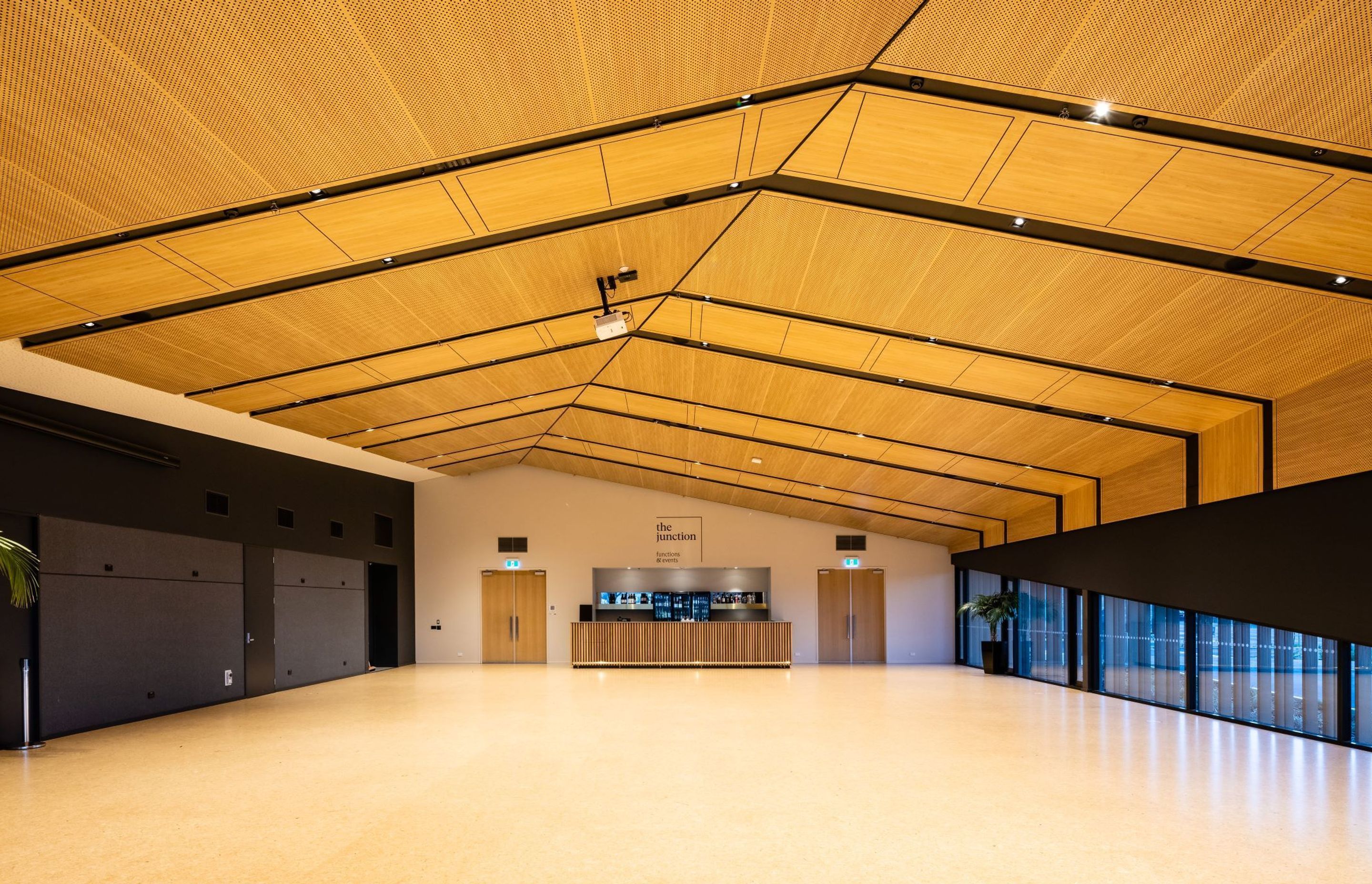 Prime Melamine in Original Oak was perforated to create additional interest for the ceilings