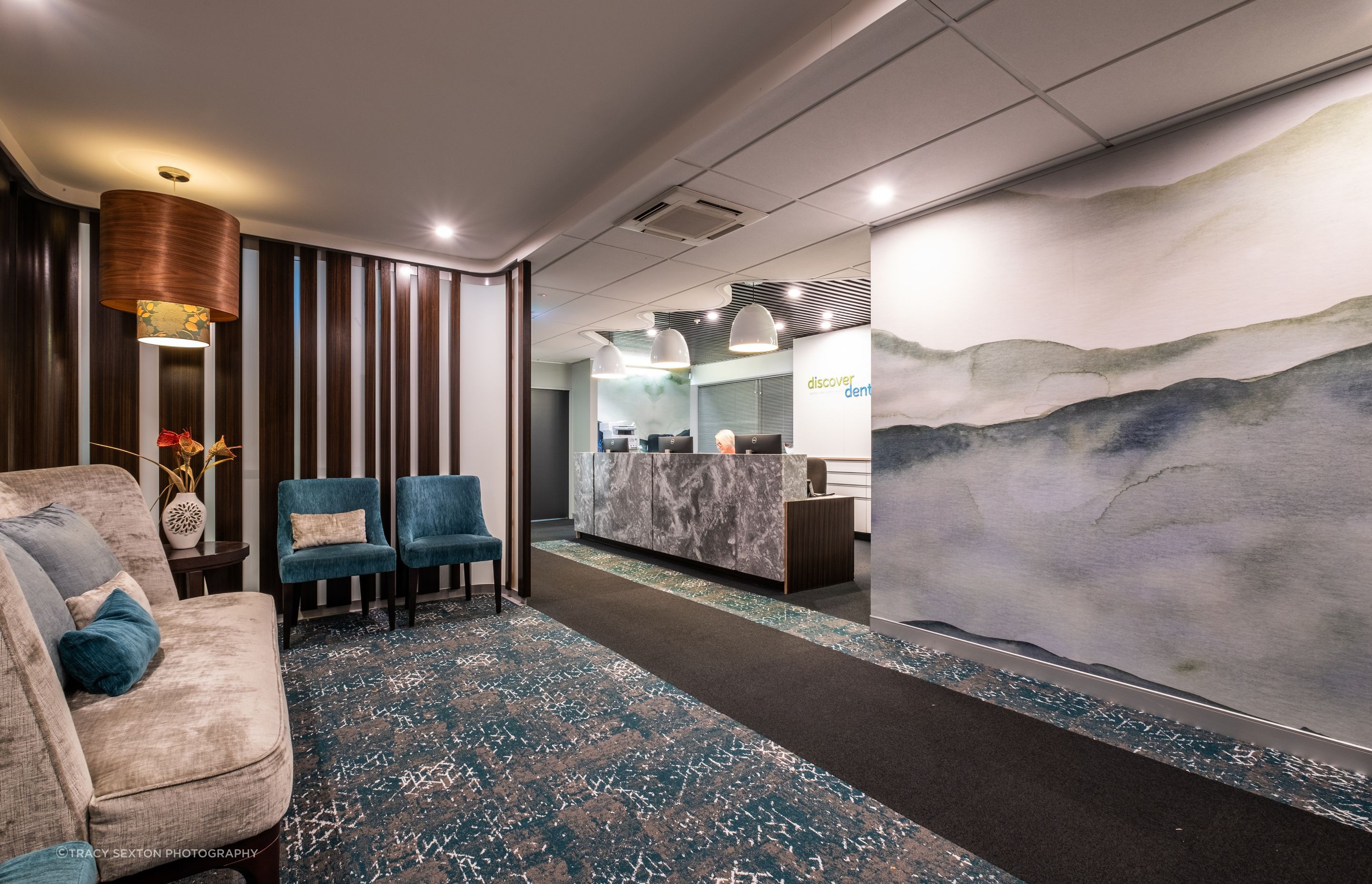 Stunning custom printed wallpaper - watercolour effect mountain scape image.