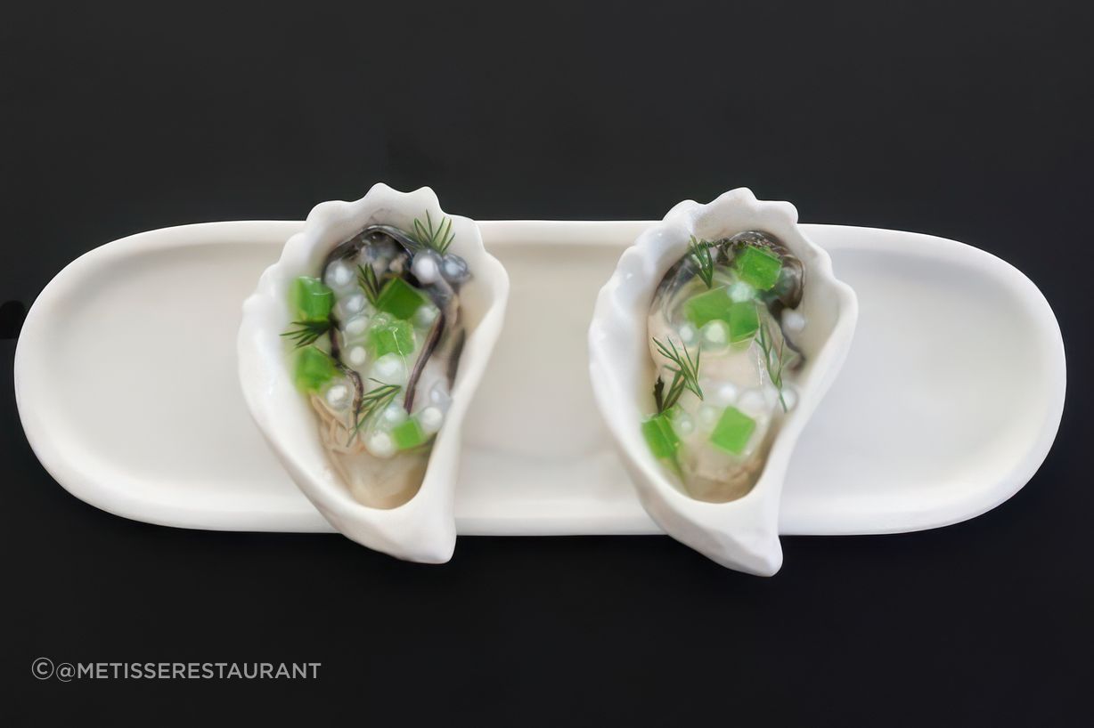 Studio Enti’s Bounty shells with Oyster, Pearl, Apple Jelly