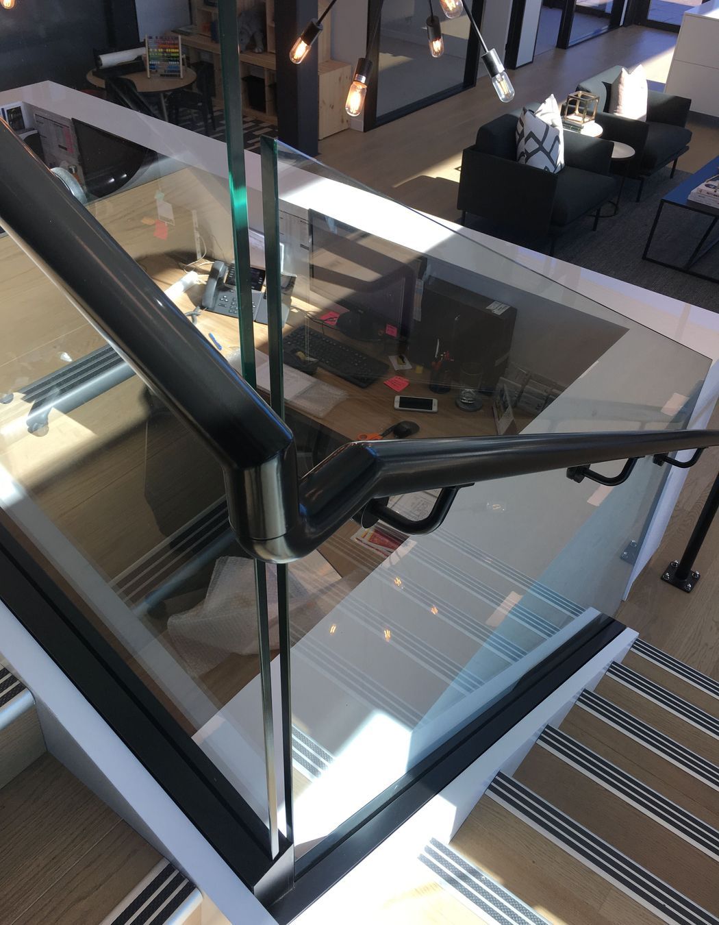 Staircase handrail in the reception area
