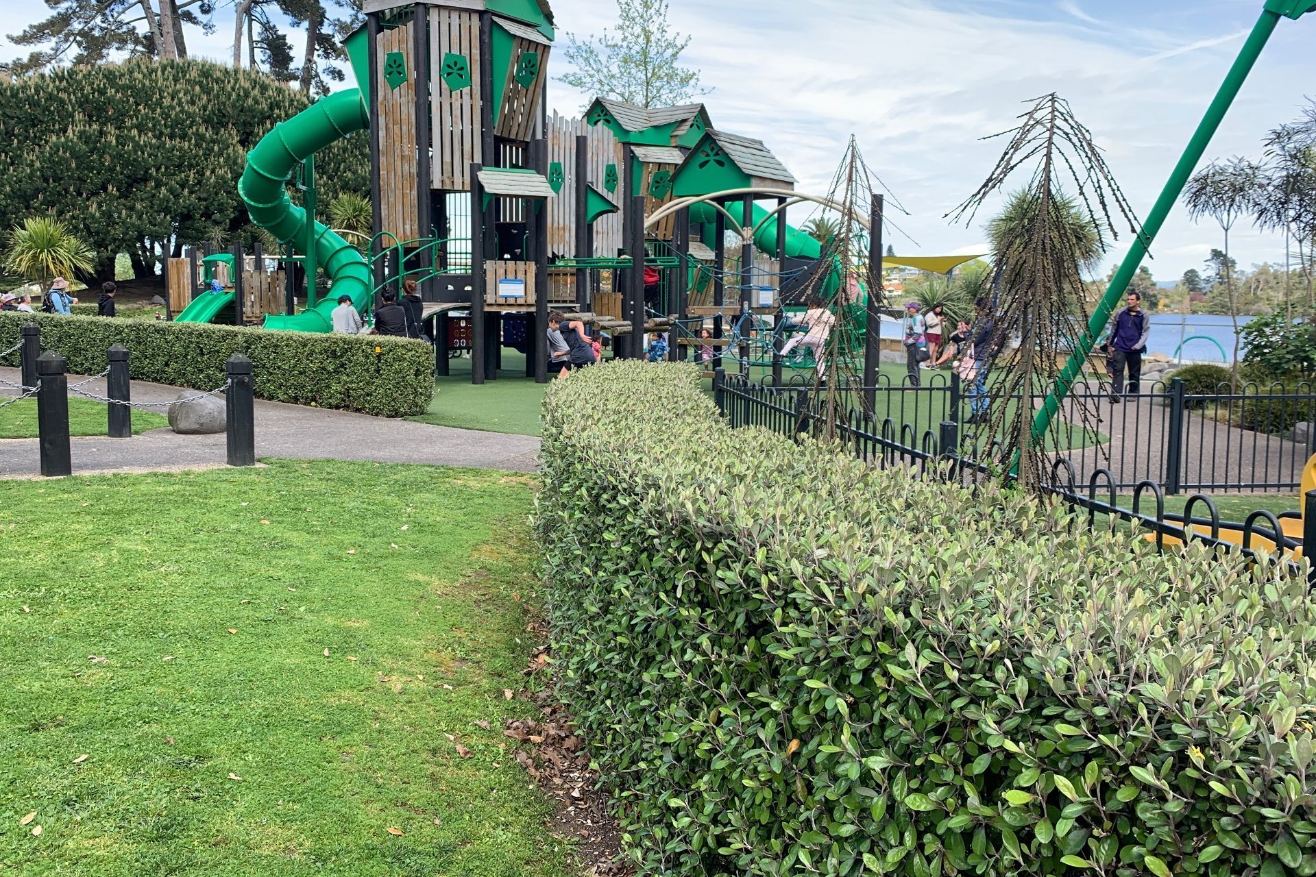 OUTCOME - Living Walls™ instant hedges provide a natural pedestrian barrier for the big kids playground while softening the fenceline of the littlies' enclosure.