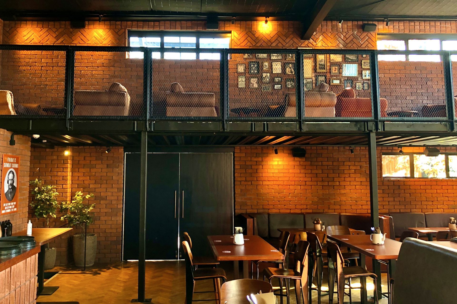 Morningside Tavern balustrades and mesh ceiling feature
