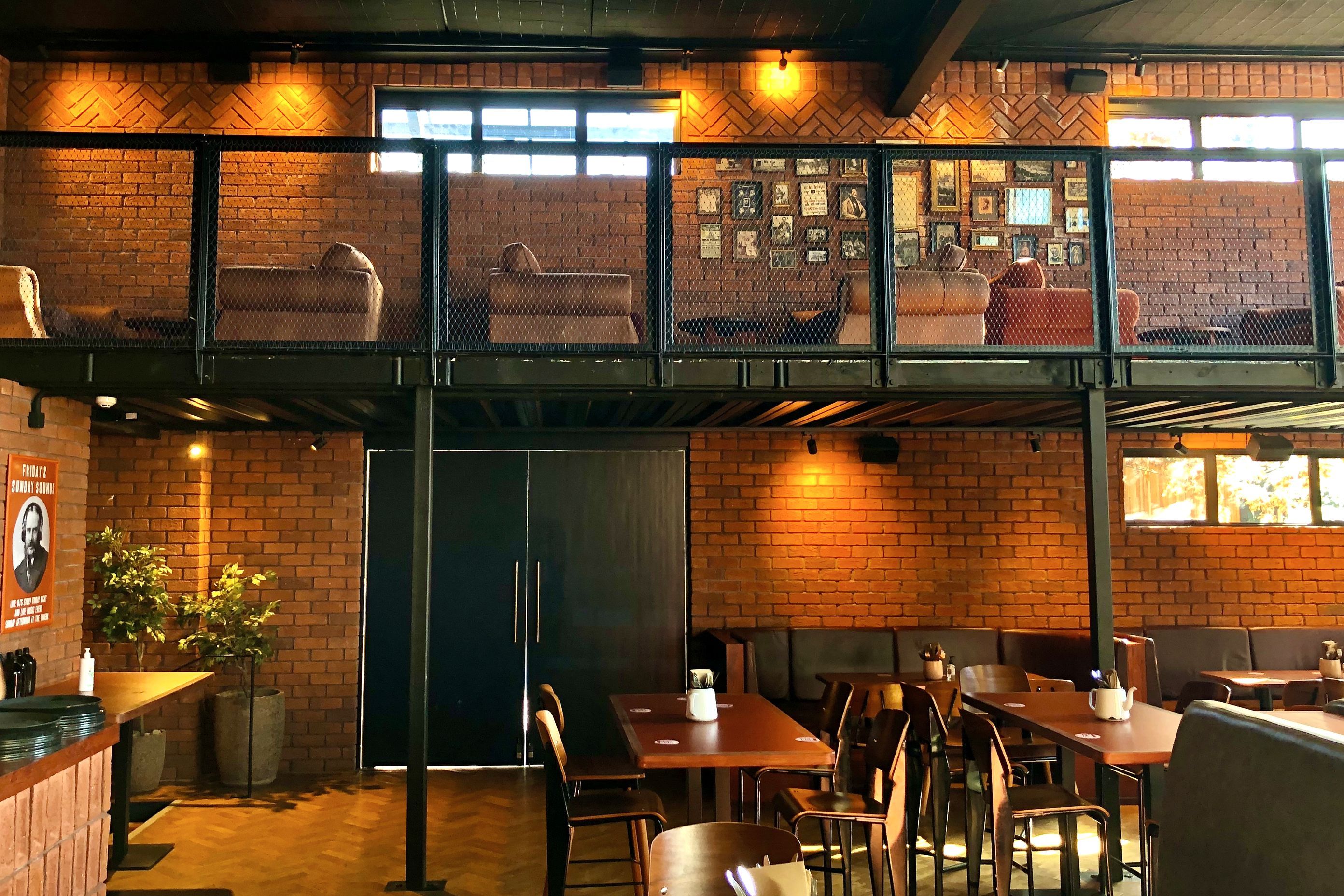 Morningside Tavern balustrades and mesh ceiling feature
