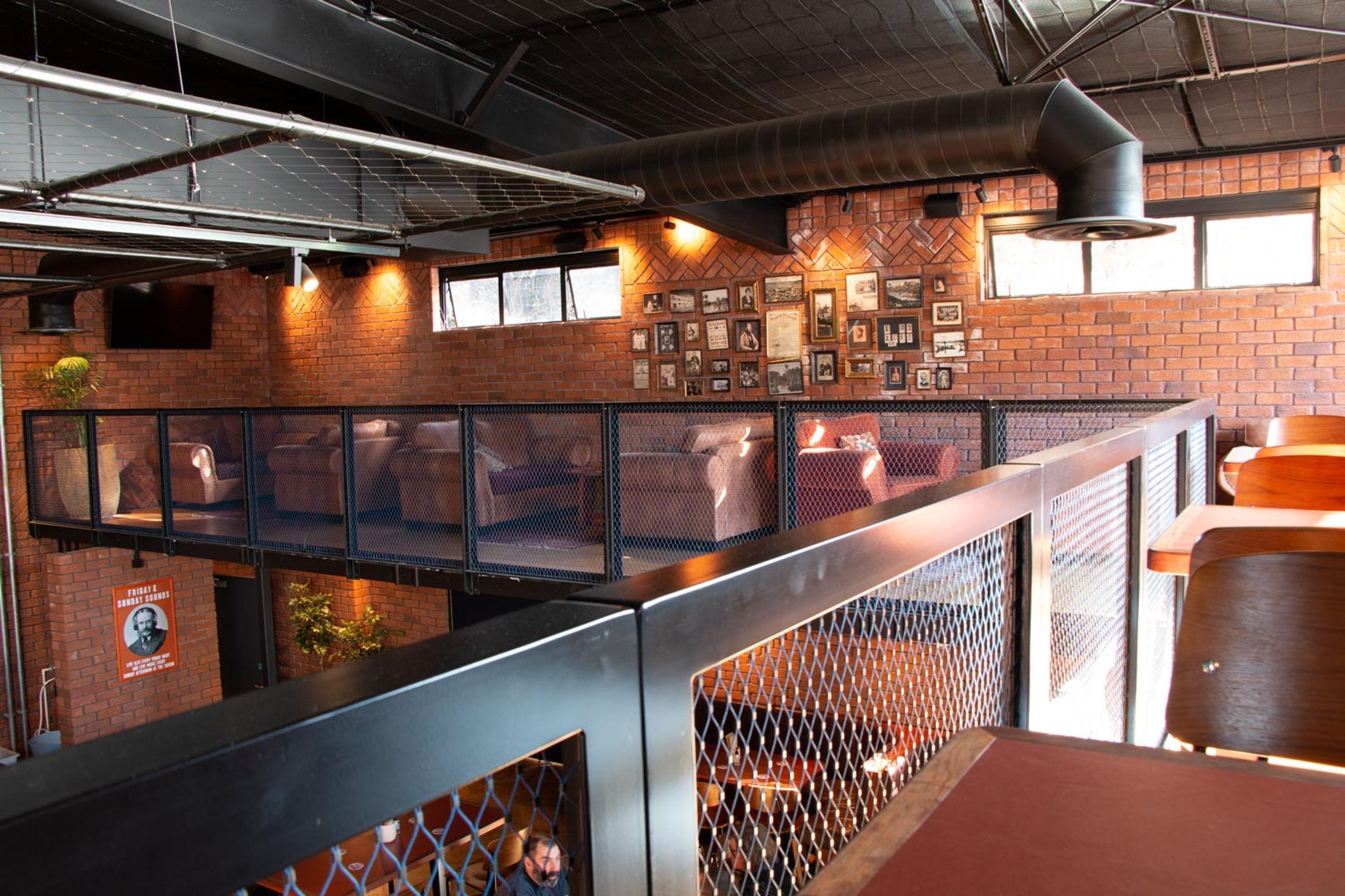 Morningside Tavern Balustrades and mesh ceiling feature