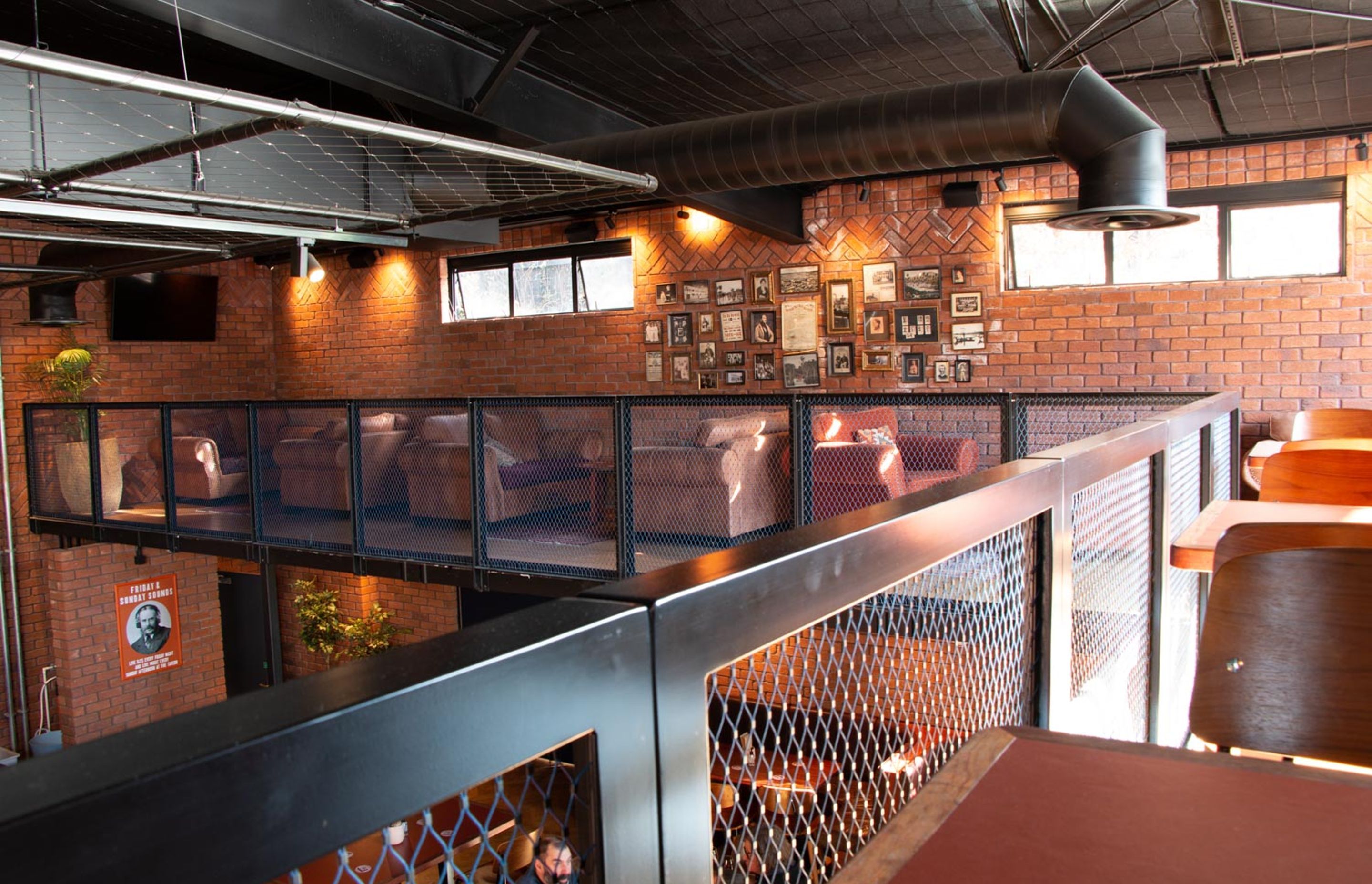 Morningside Tavern Balustrades and mesh ceiling feature