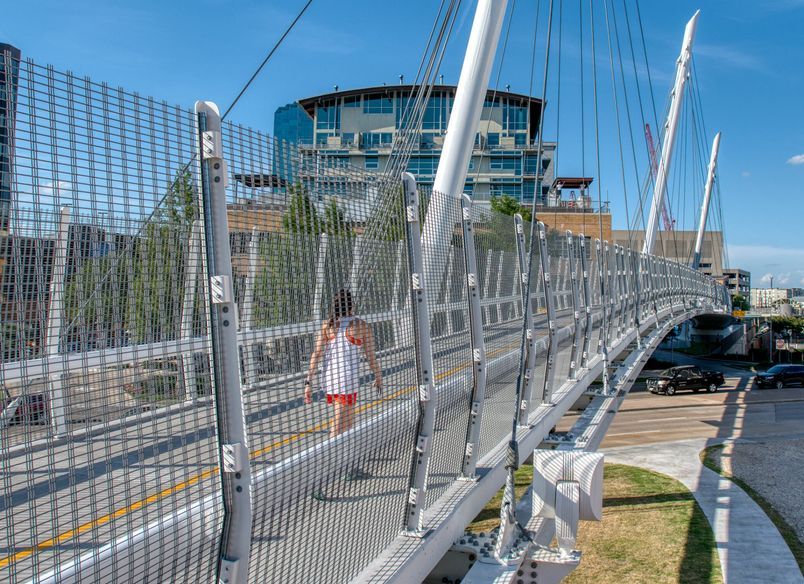 Pedestrian Bridge with Wire Mesh Fence
