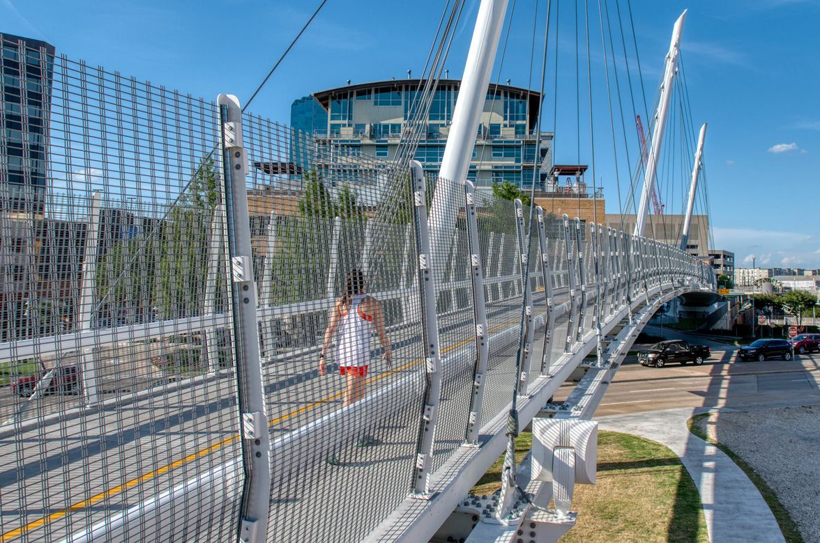 Pedestrian Bridge with Wire Mesh Fence