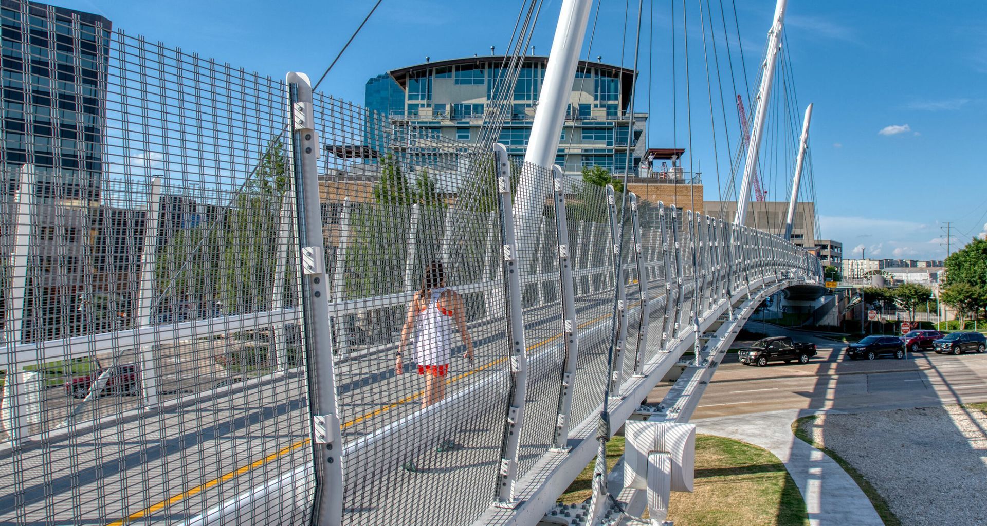 Pedestrian Bridge with Wire Mesh Fence banner