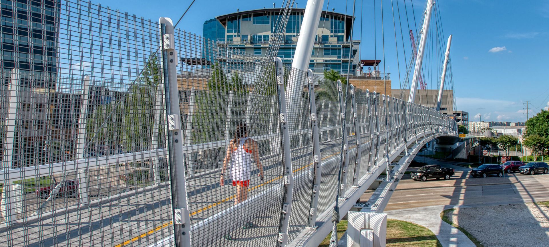 Pedestrian Bridge with Wire Mesh Fence banner
