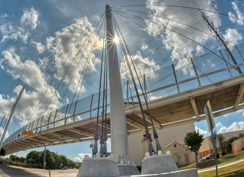 Pedestrian Bridge with Wire Mesh Fence