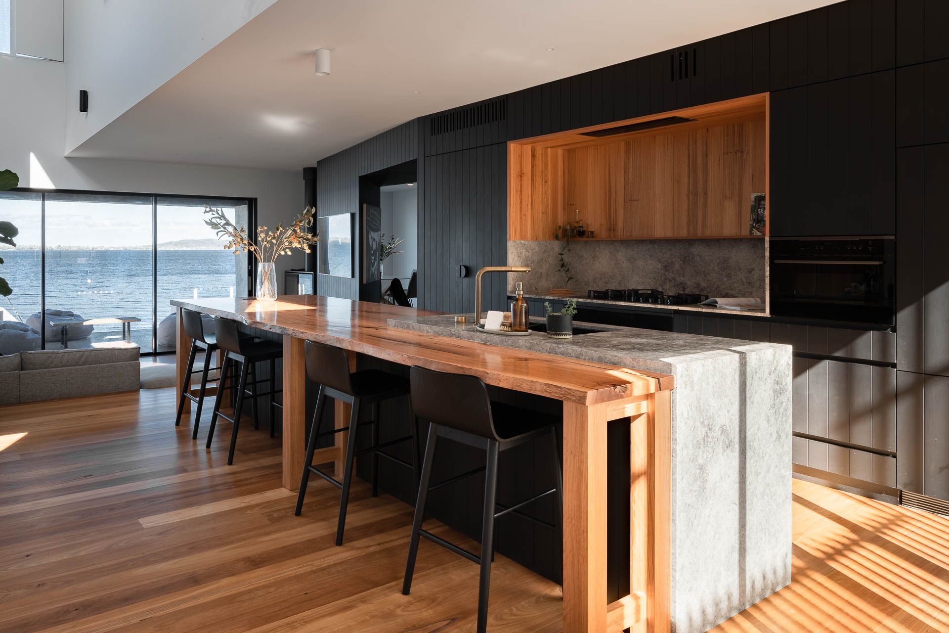 Contemporary Kitchen with breathtaking views of Lake Macquarie