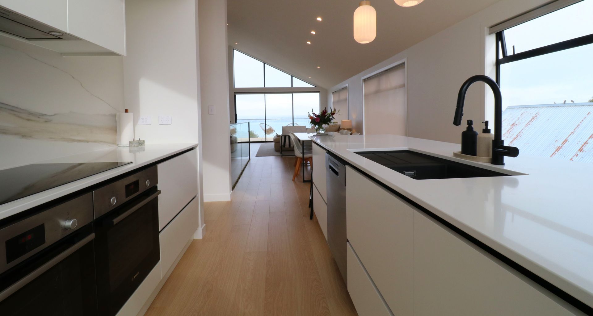 Dream View with White, wood + Calacutta Gold banner