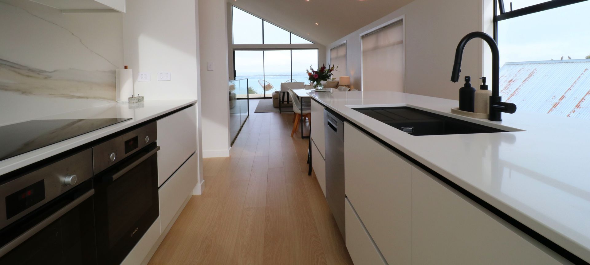 Dream View with White, wood + Calacutta Gold banner