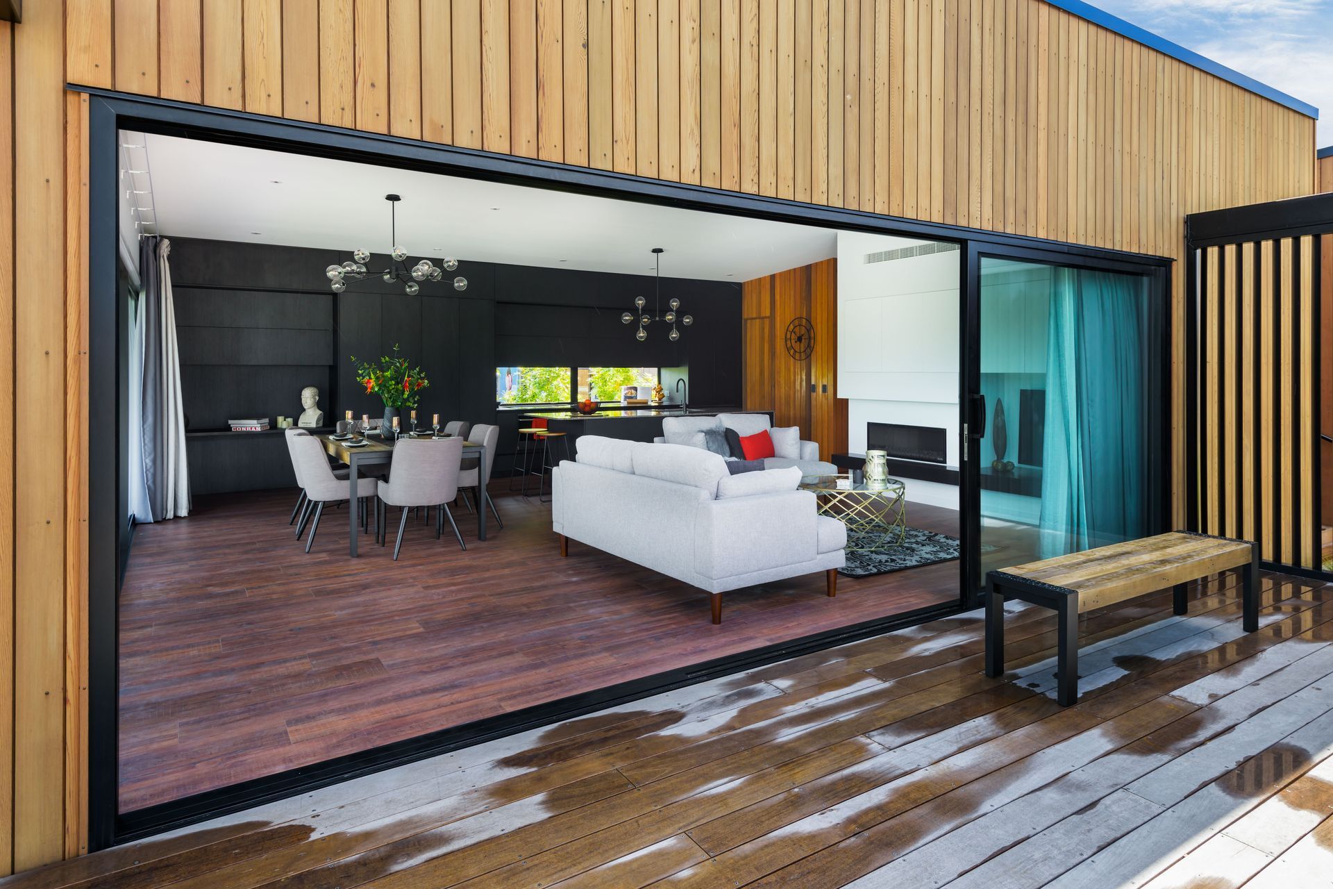 Black Grained Cabinetry with Tongue and Groove Feature