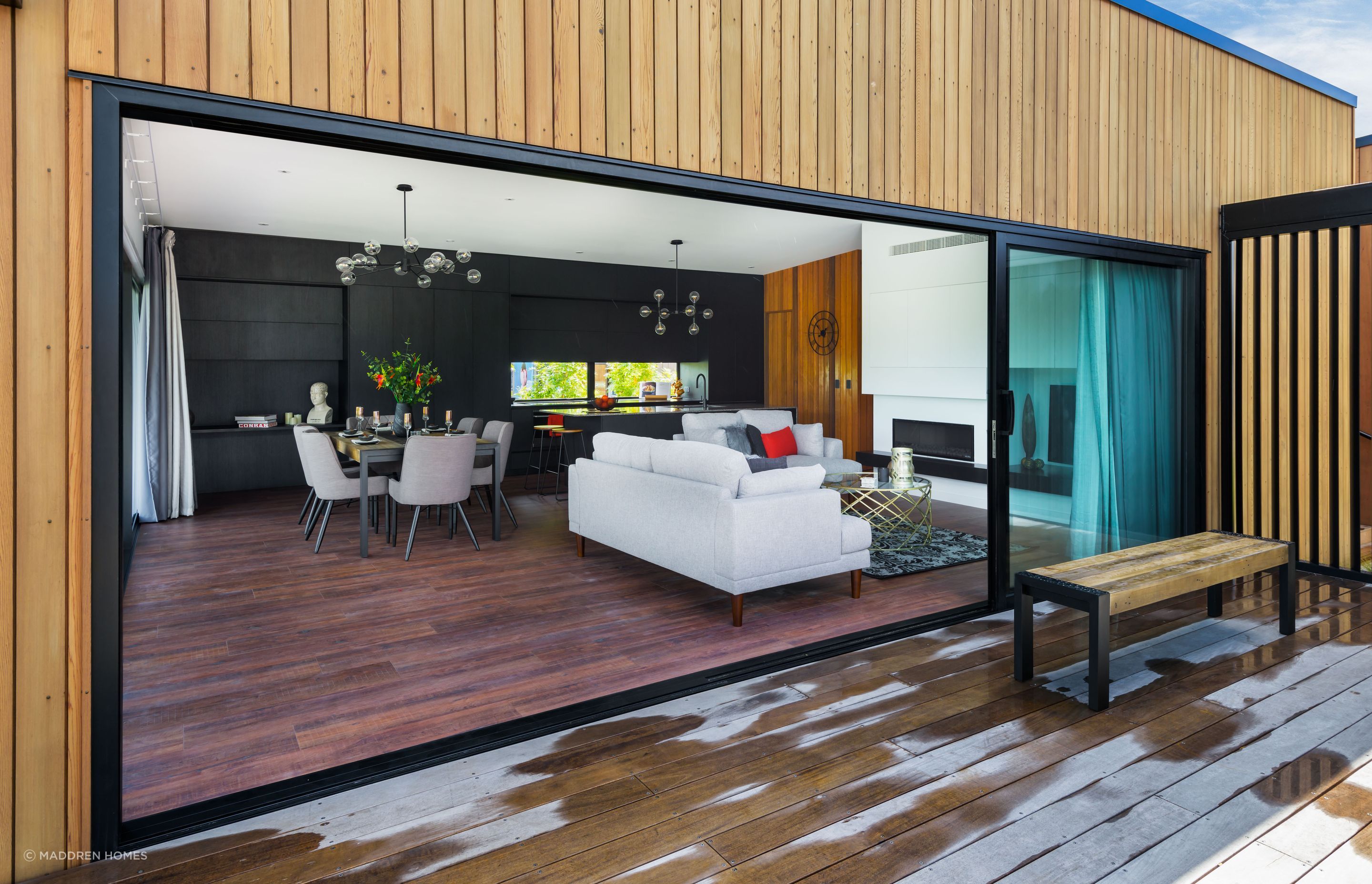 Black Grained Cabinetry with Tongue and Groove Feature