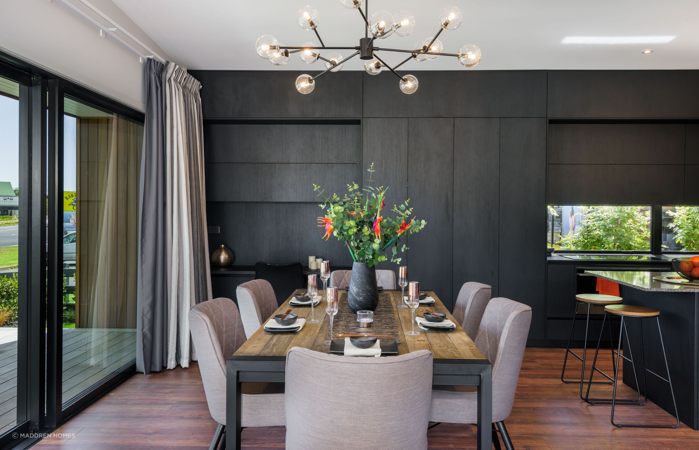 Black Grained Cabinetry with Tongue and Groove Feature