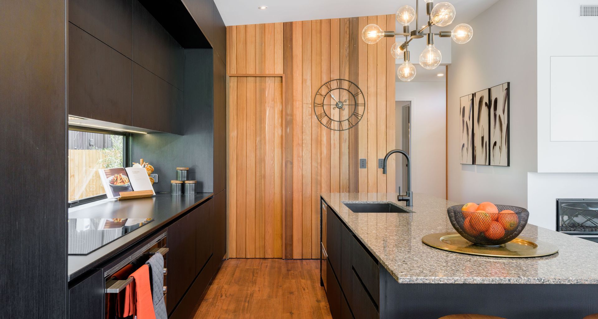 Black Grained Cabinetry with Tongue and Groove Feature banner