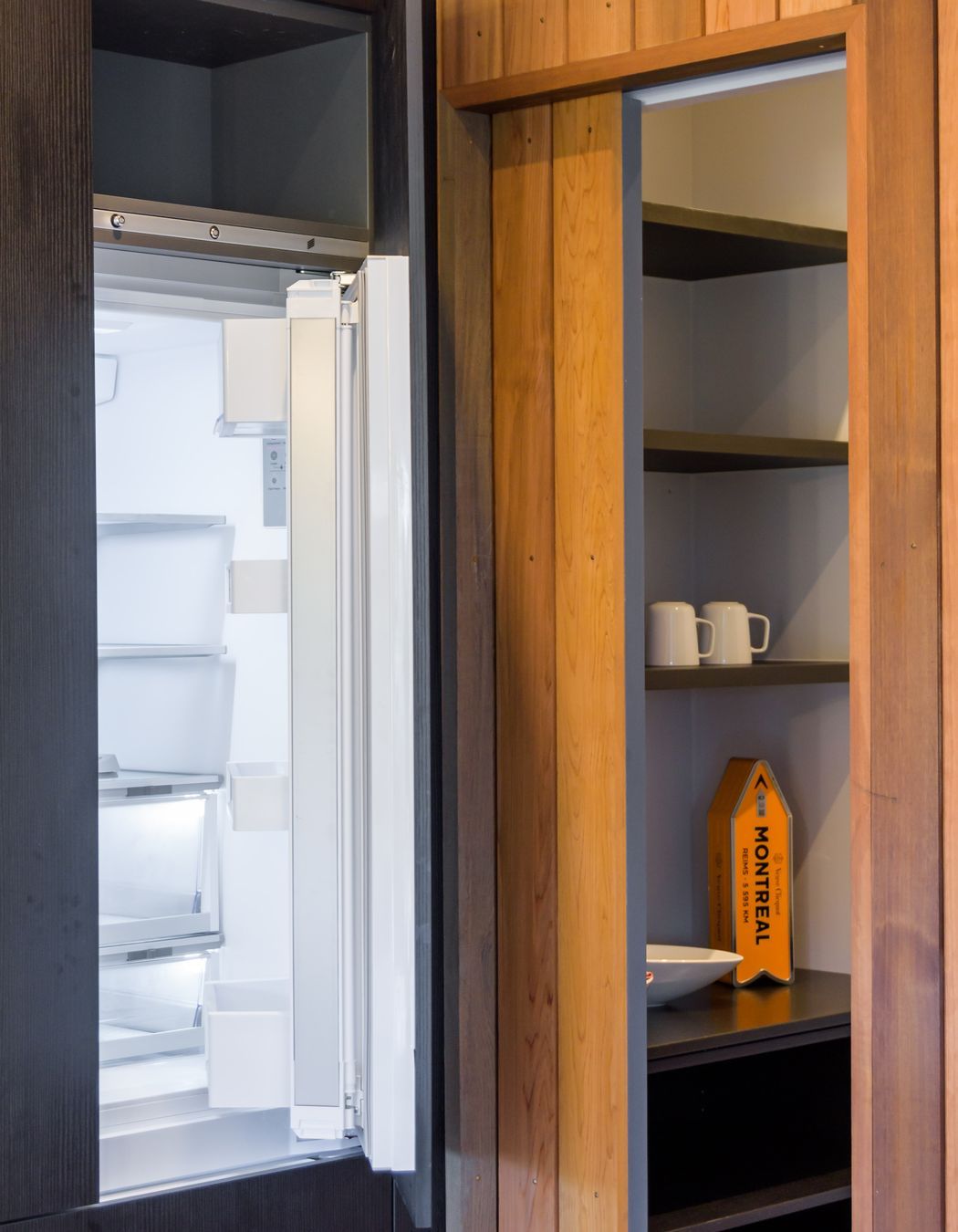 Black Grained Cabinetry with Tongue and Groove Feature
