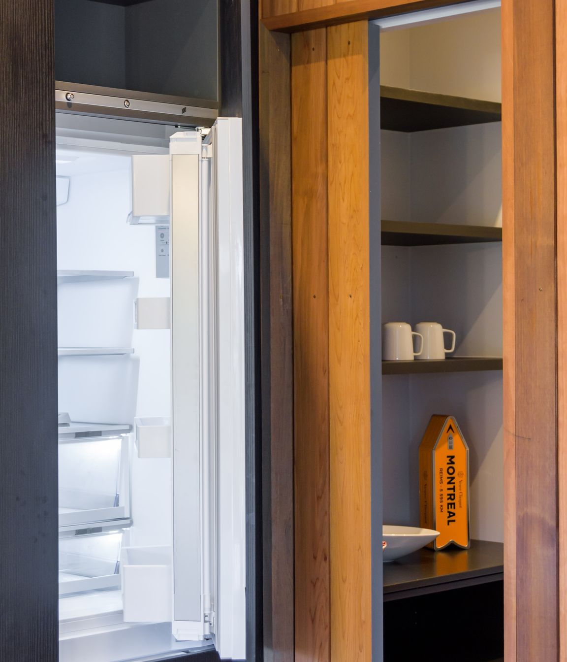 Black Grained Cabinetry with Tongue and Groove Feature
